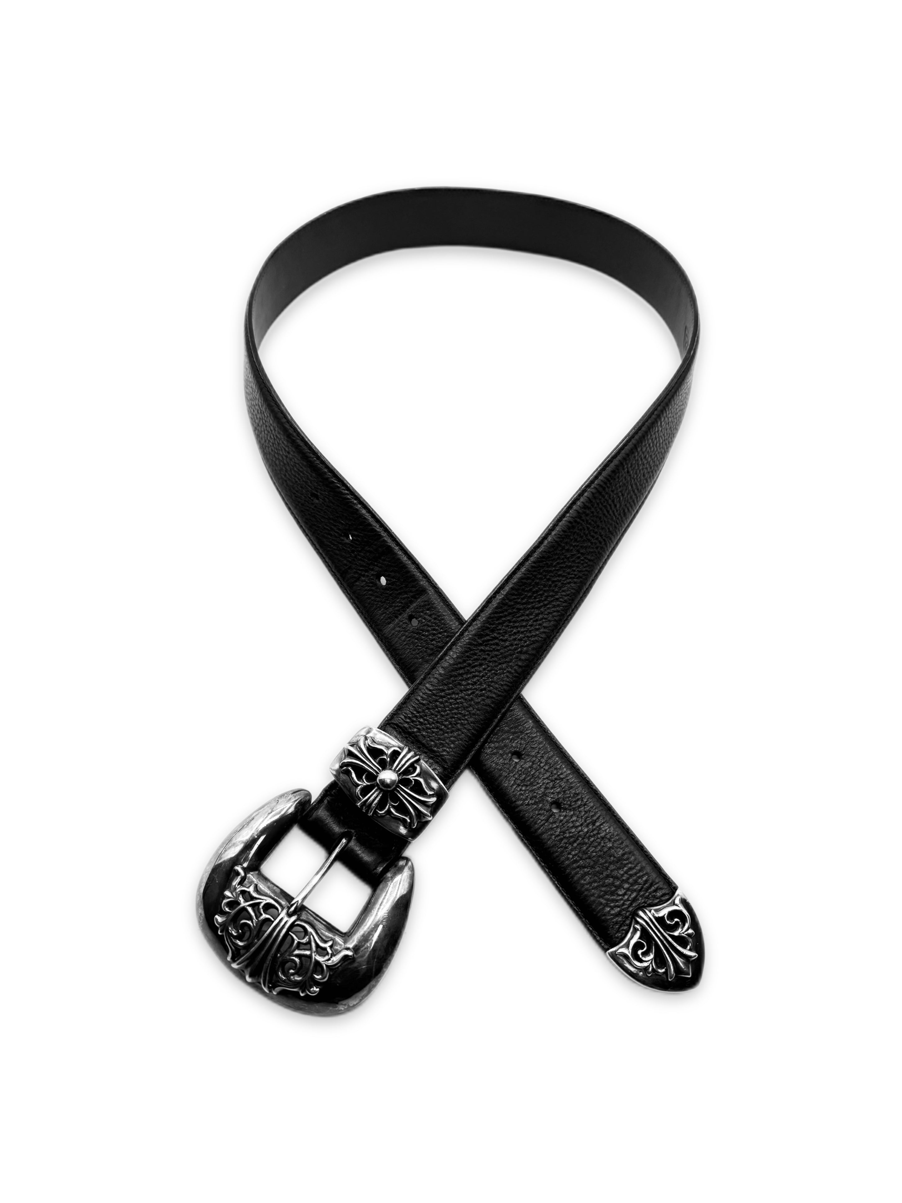 Chrome Hearts 3 Piece Western .925 Silver Leather Belt