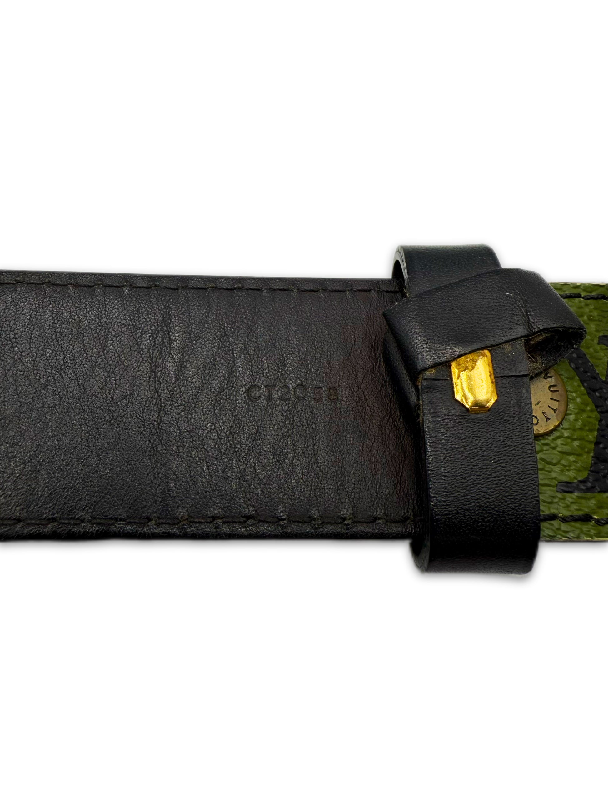 2007 Louis Vuitton x Takahashi Murakami Green Camo Leather Belt