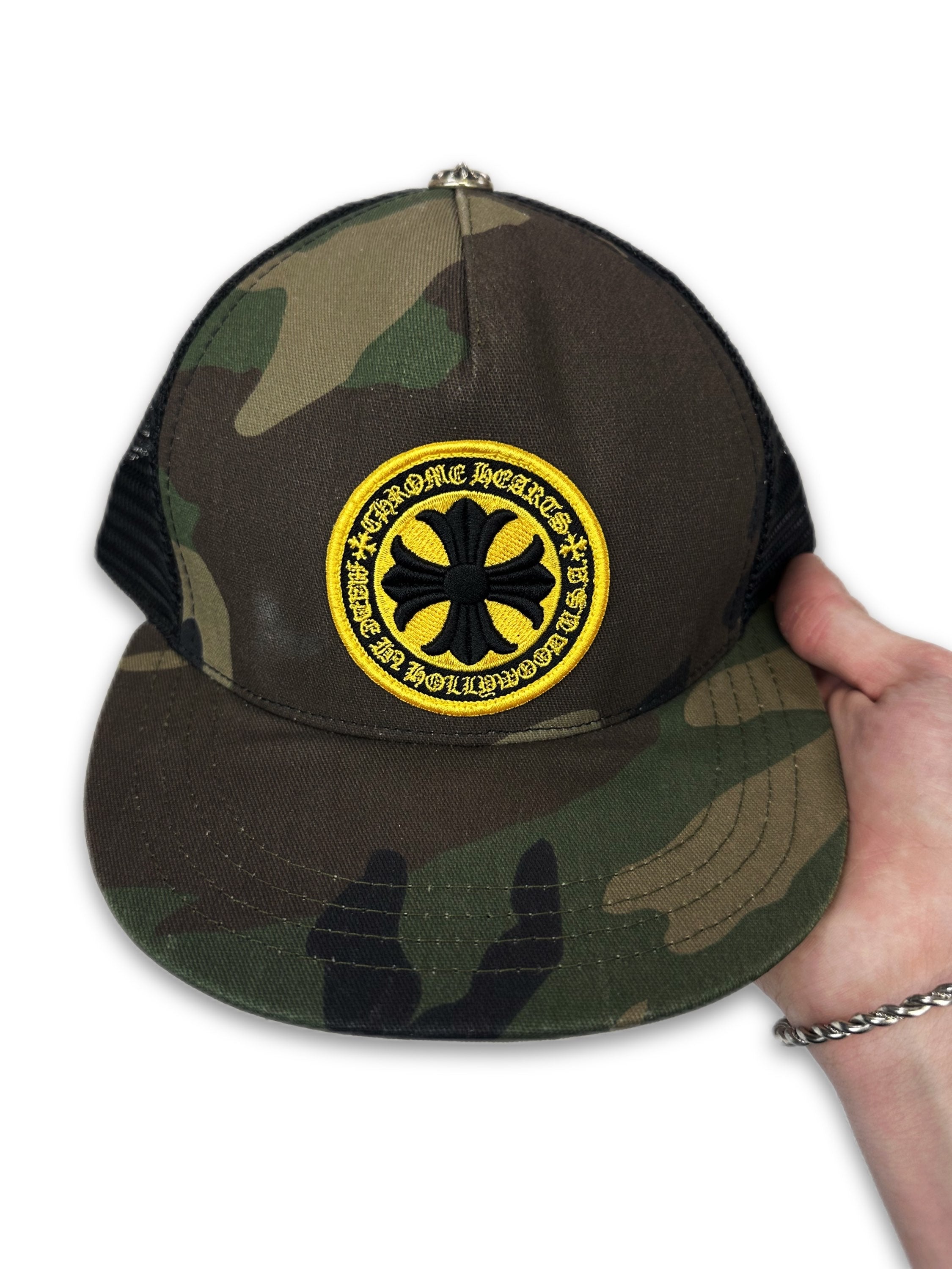 Chrome Hearts Camo Cross Patch Holly Mesh Trucker Hat