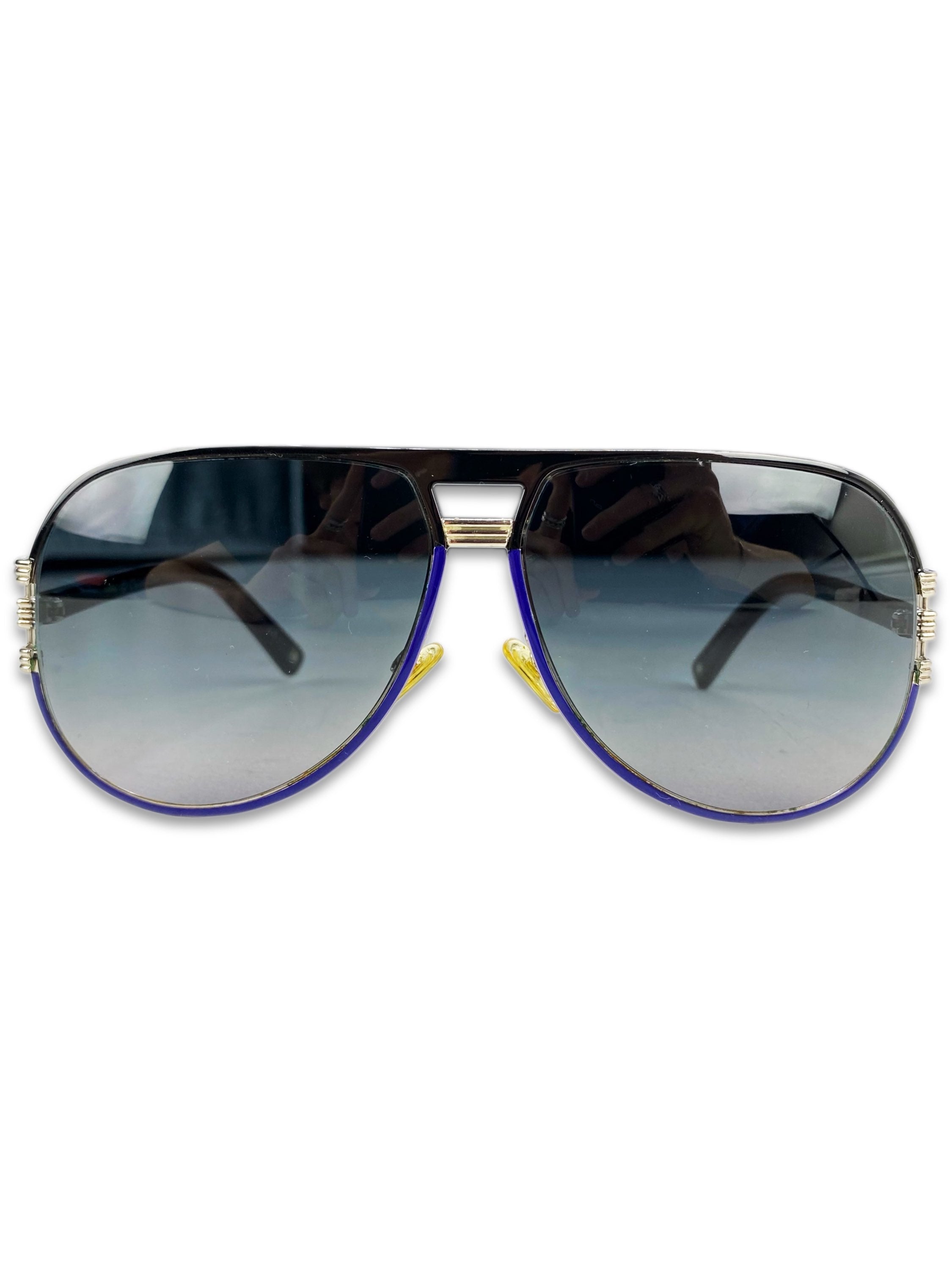 Dior Blue Gradient Tint Metallic Aviator Sunglasses