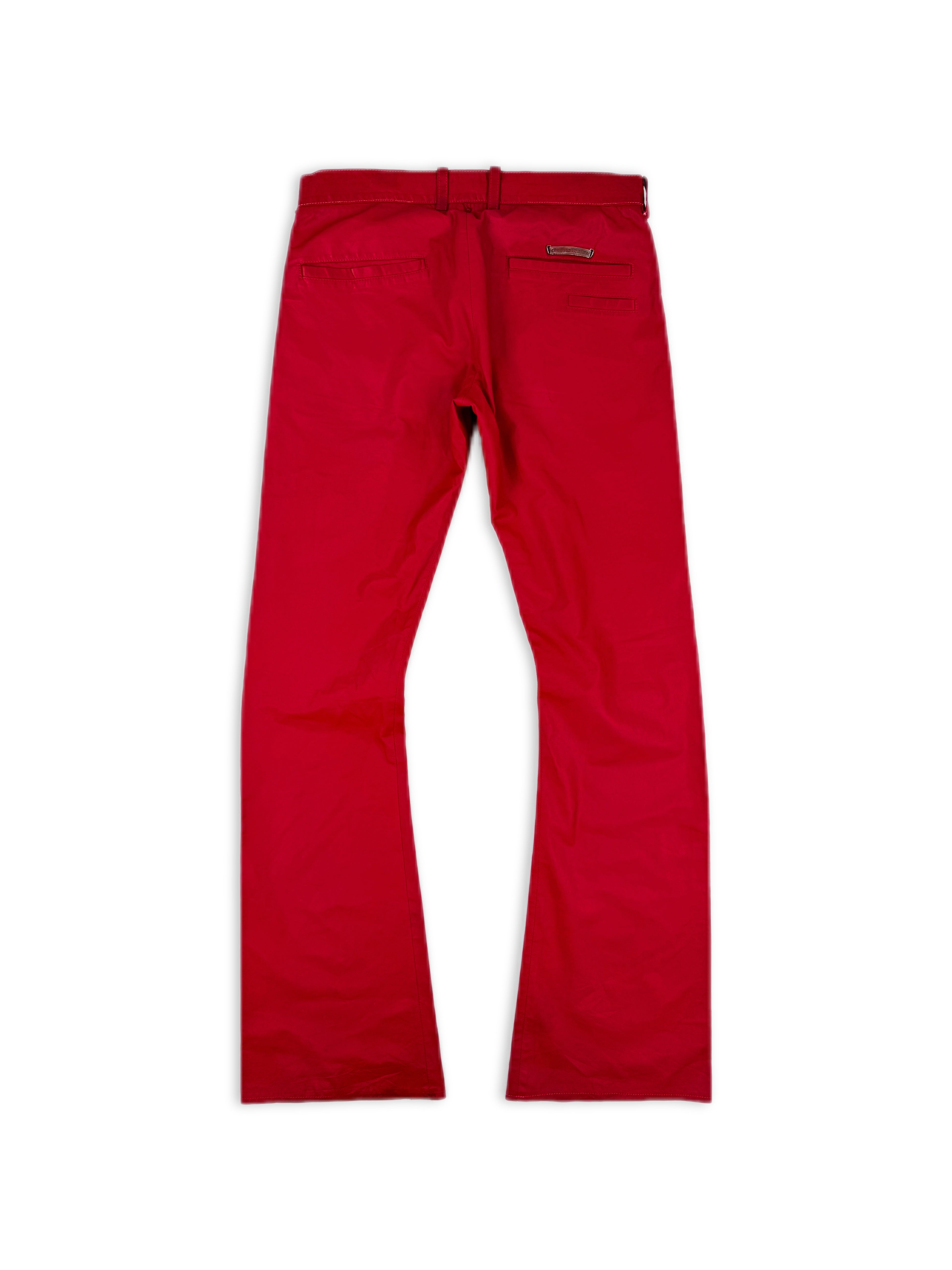 Chrome Hearts Flared Red Leather .925 Silver Button Fly Pants