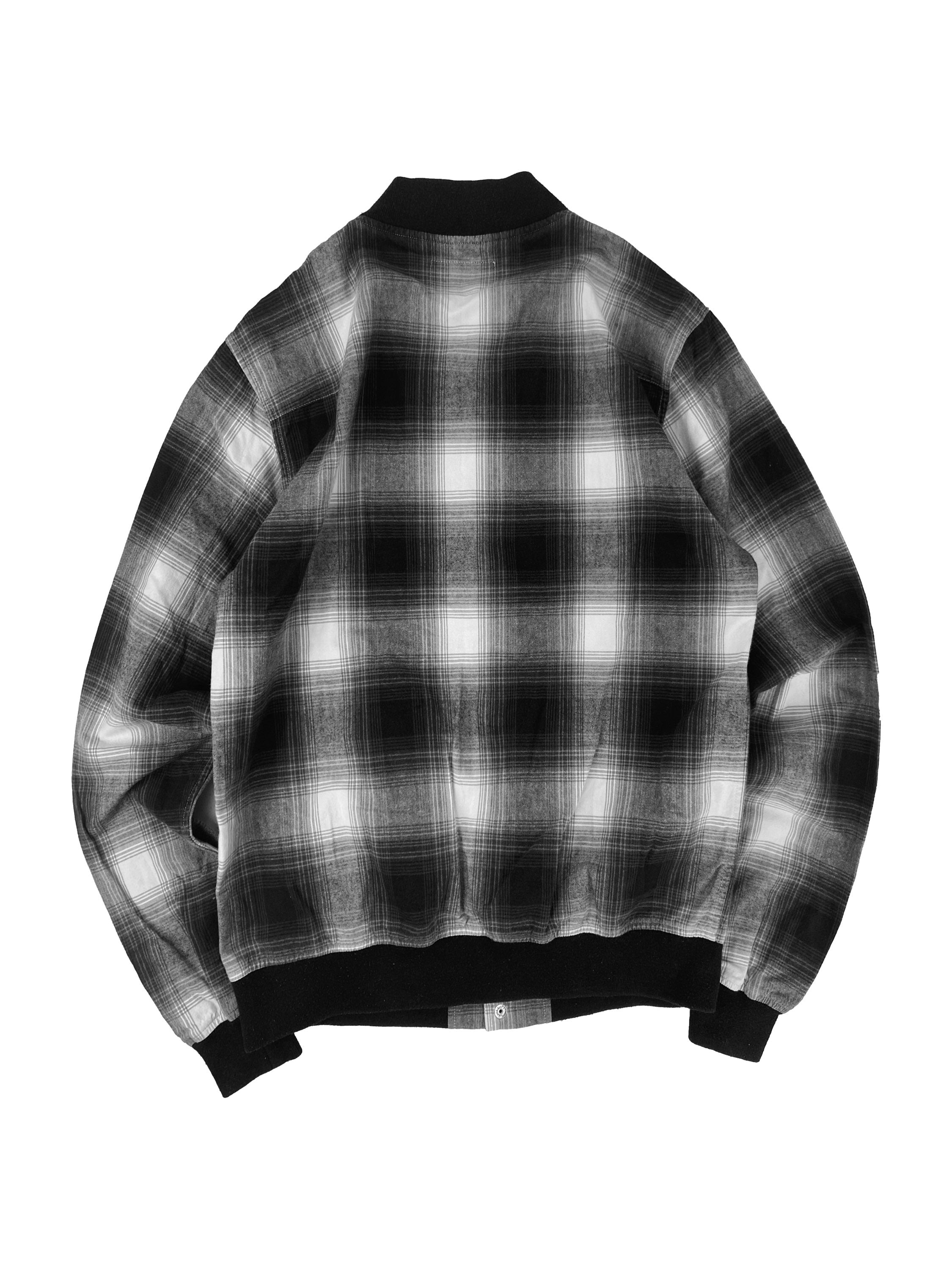Number (N)ine Shadow Flannel Black Checkered Bomber Jacket