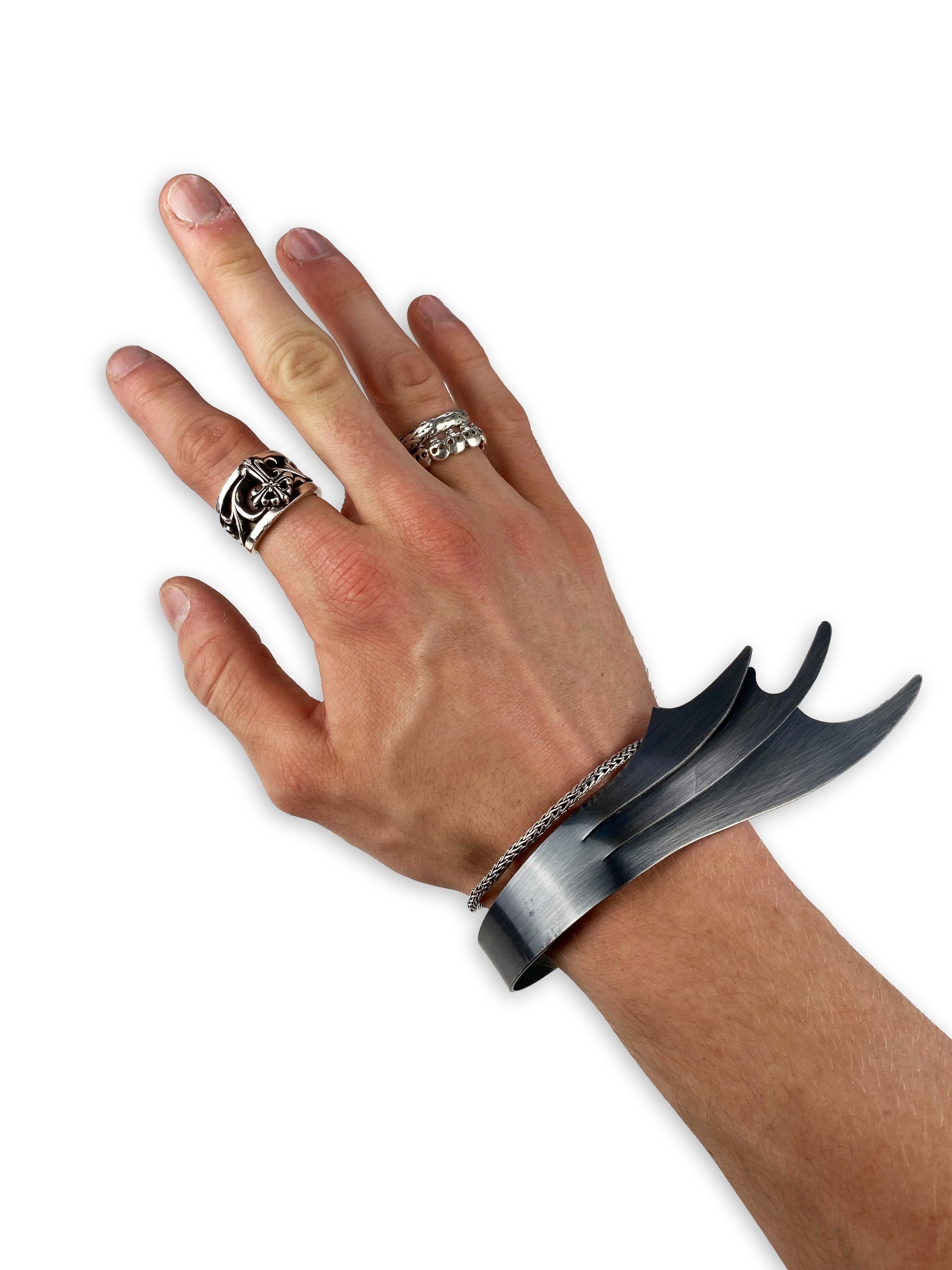Beauty:Beast ‘Winged’ Steel Multi Layer Cuff Bracelet
