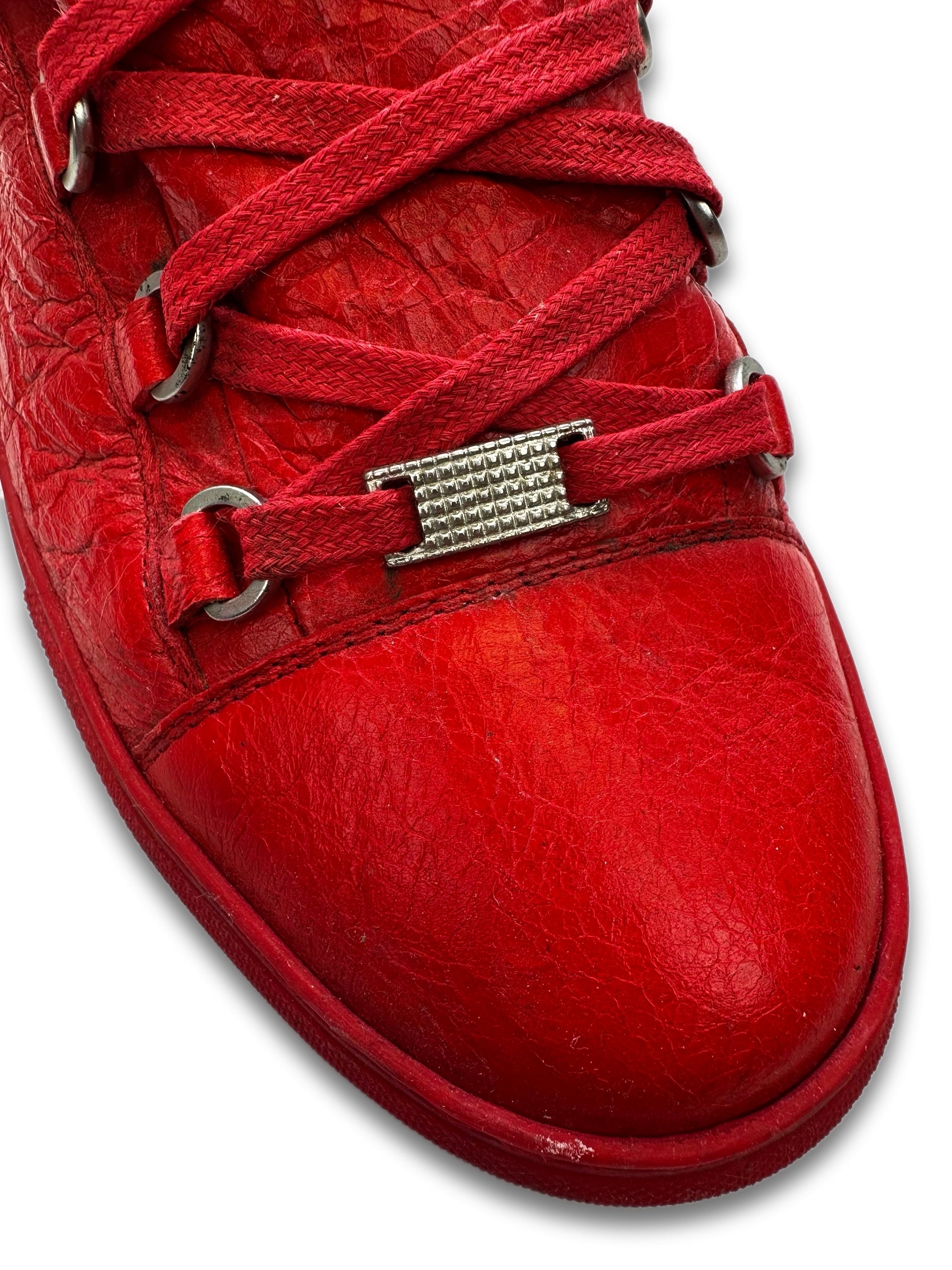 Balenciaga ‘Arena’ Cherry Red Leather Hi-top Sneakers