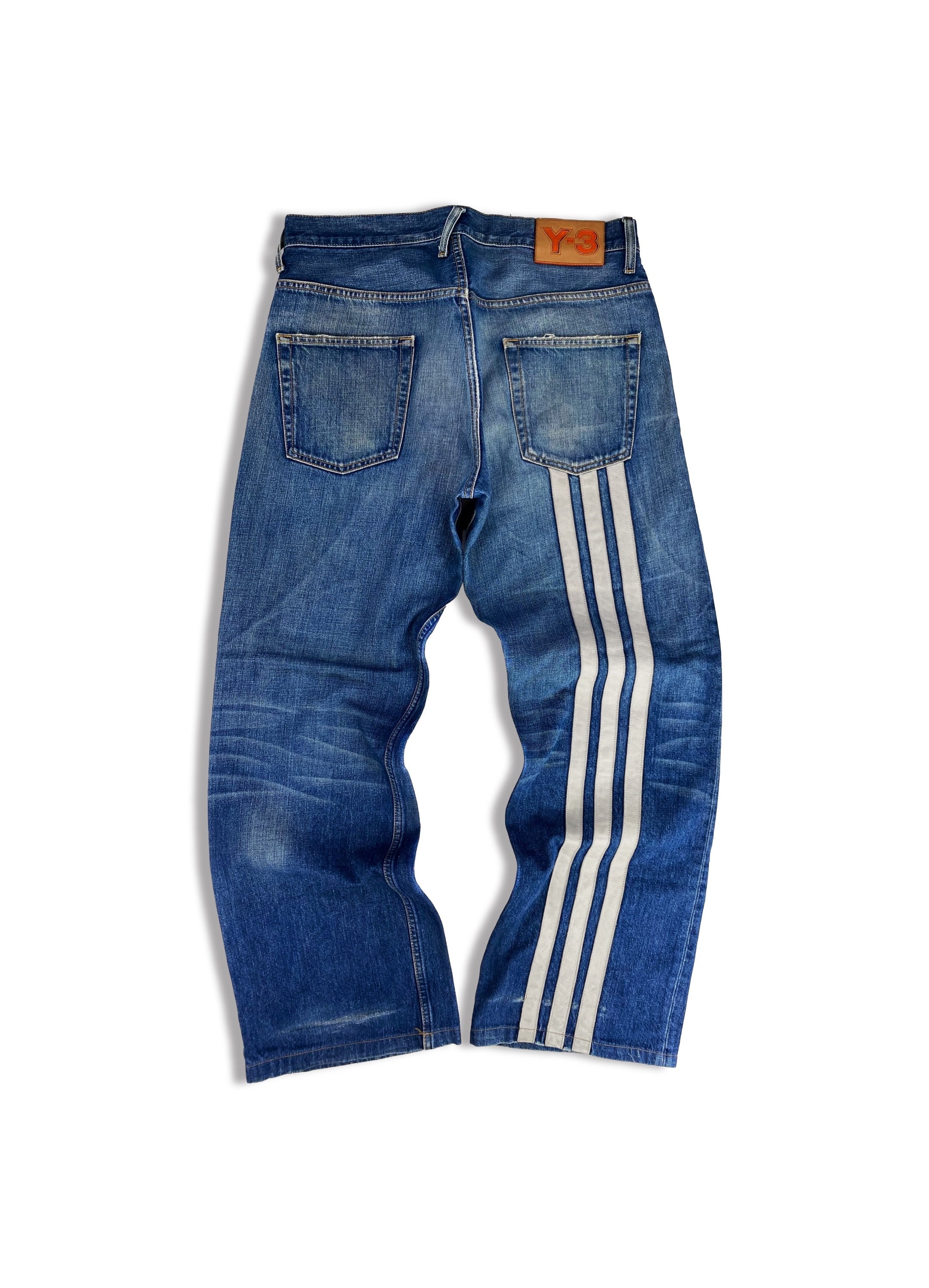 SS05 Yohji Yamamoto Y-3 X Adidas ‘Three Stripe’ Leather Denim