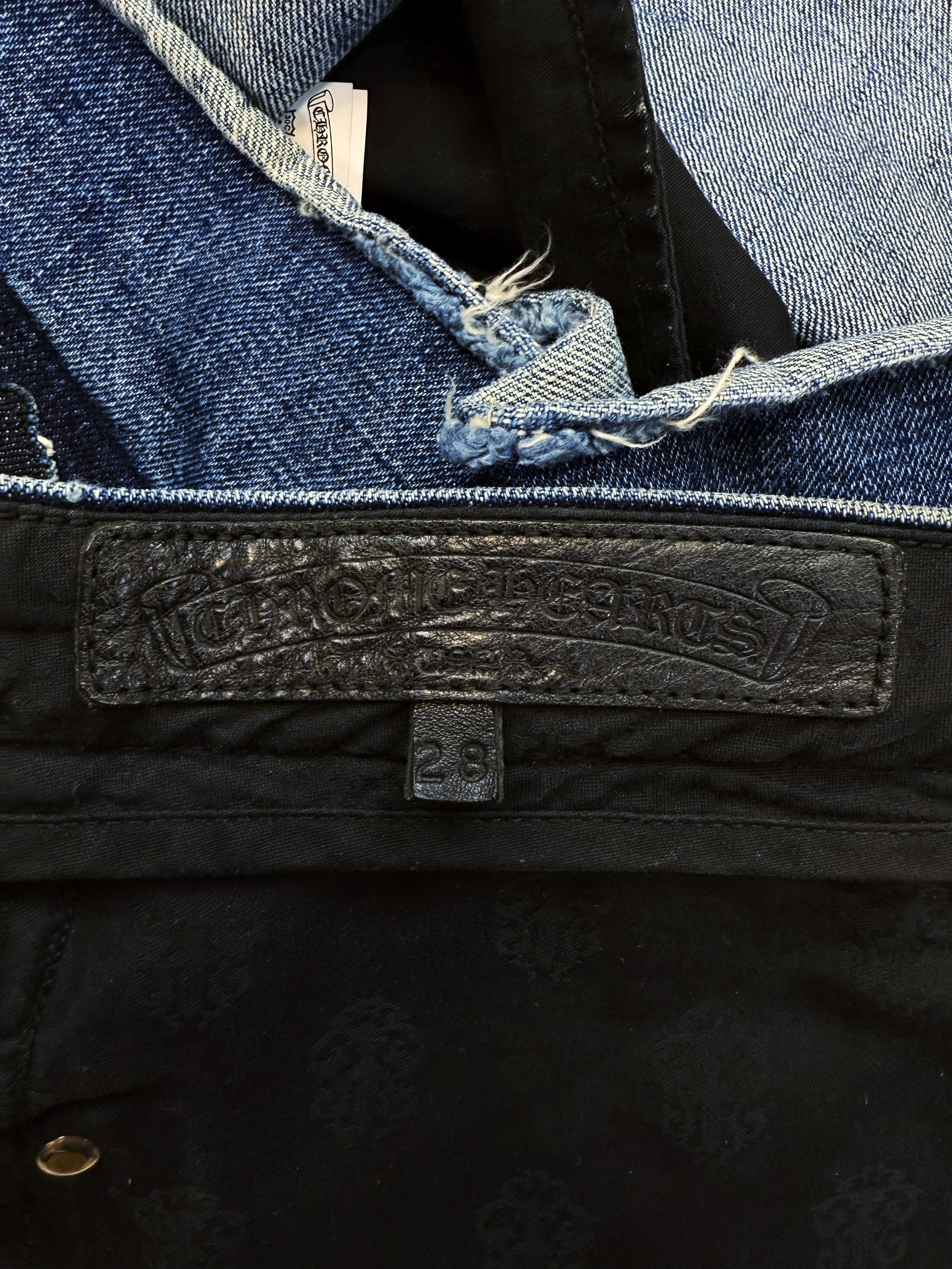 Chrome Hearts Denim Cross Patch Flooded Mini Skirt