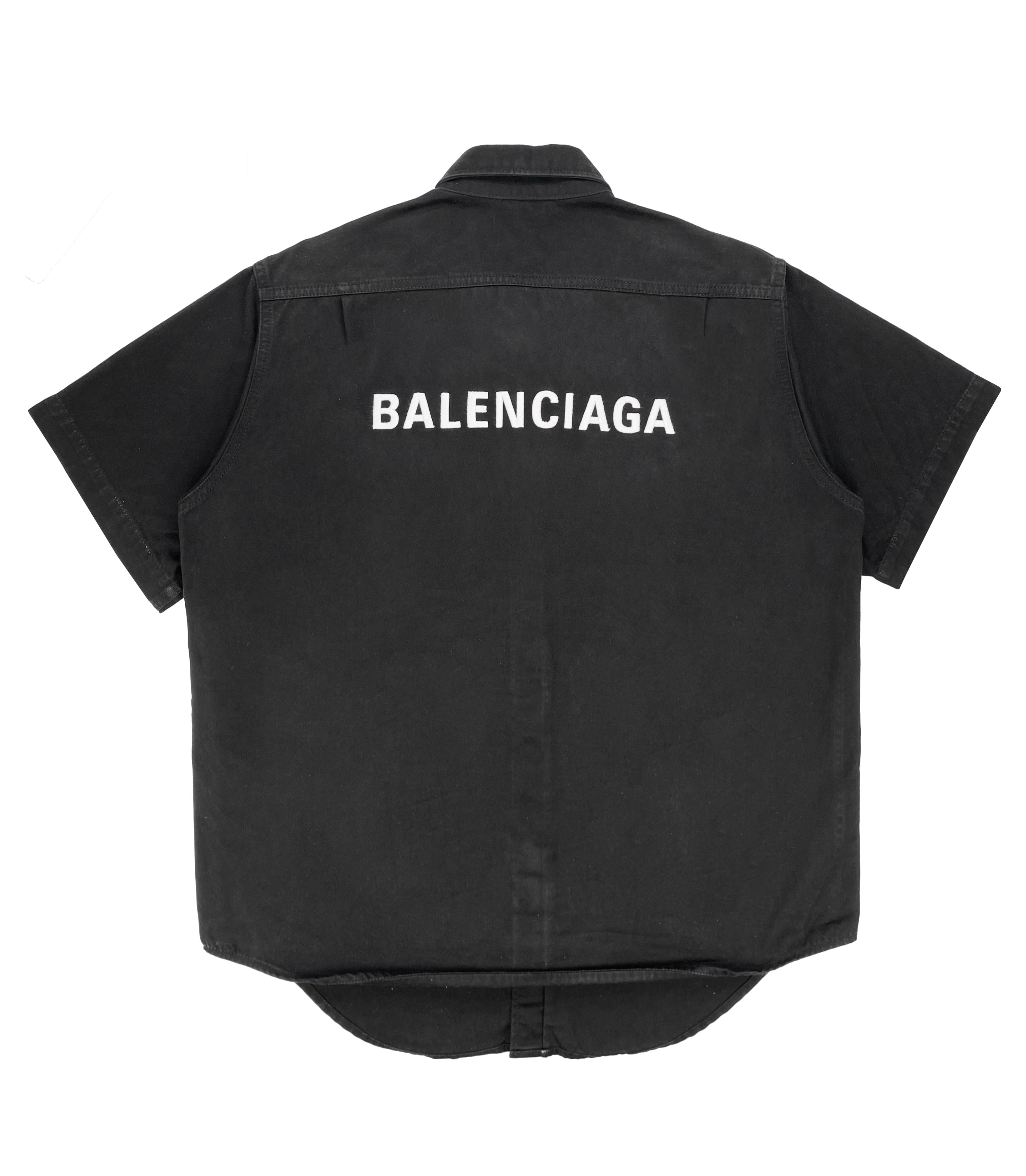 FW17 Balenciaga Cargo Pocket Embroidered Button Up Shirt
