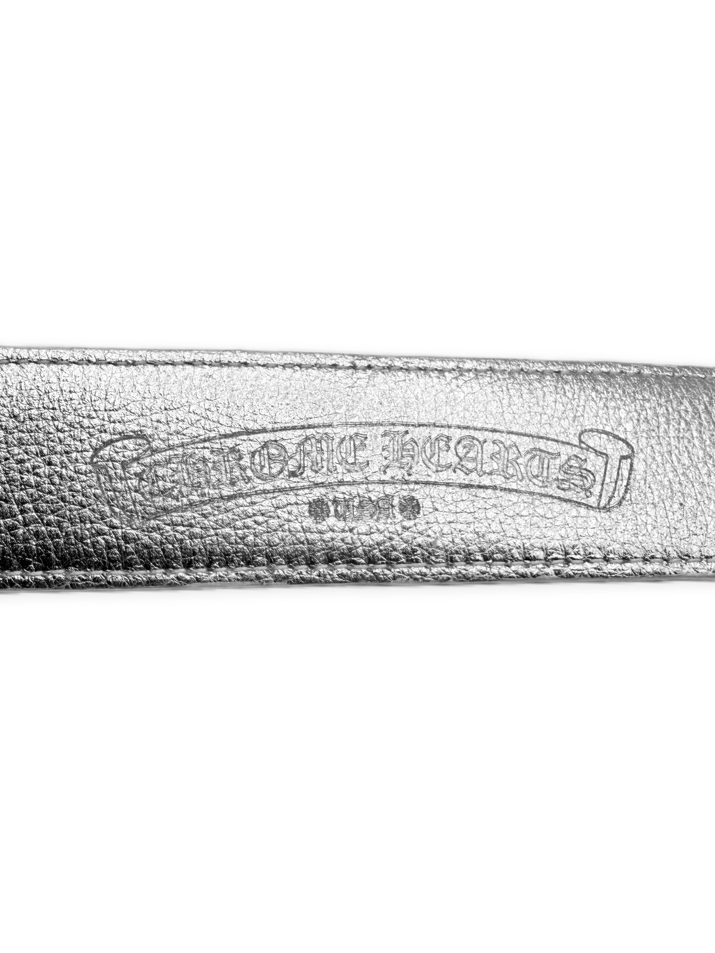 Chrome Hearts Silver Gunslinger Rhodium Leather Belt Strap