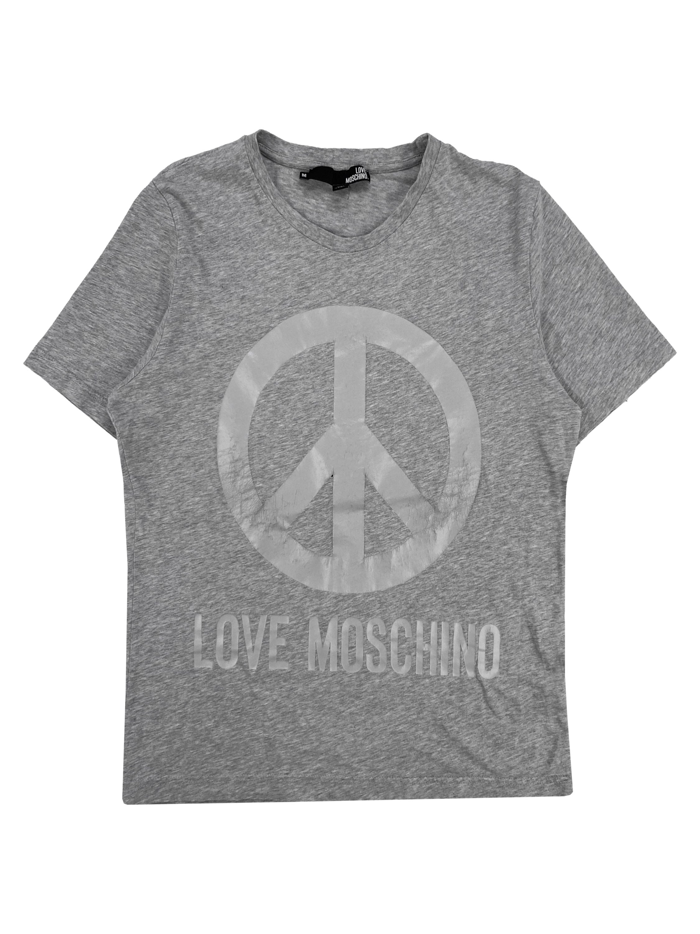 2000s Moschino ‘Love Moschino’ Peace Motif Heather Grey T-Shirt