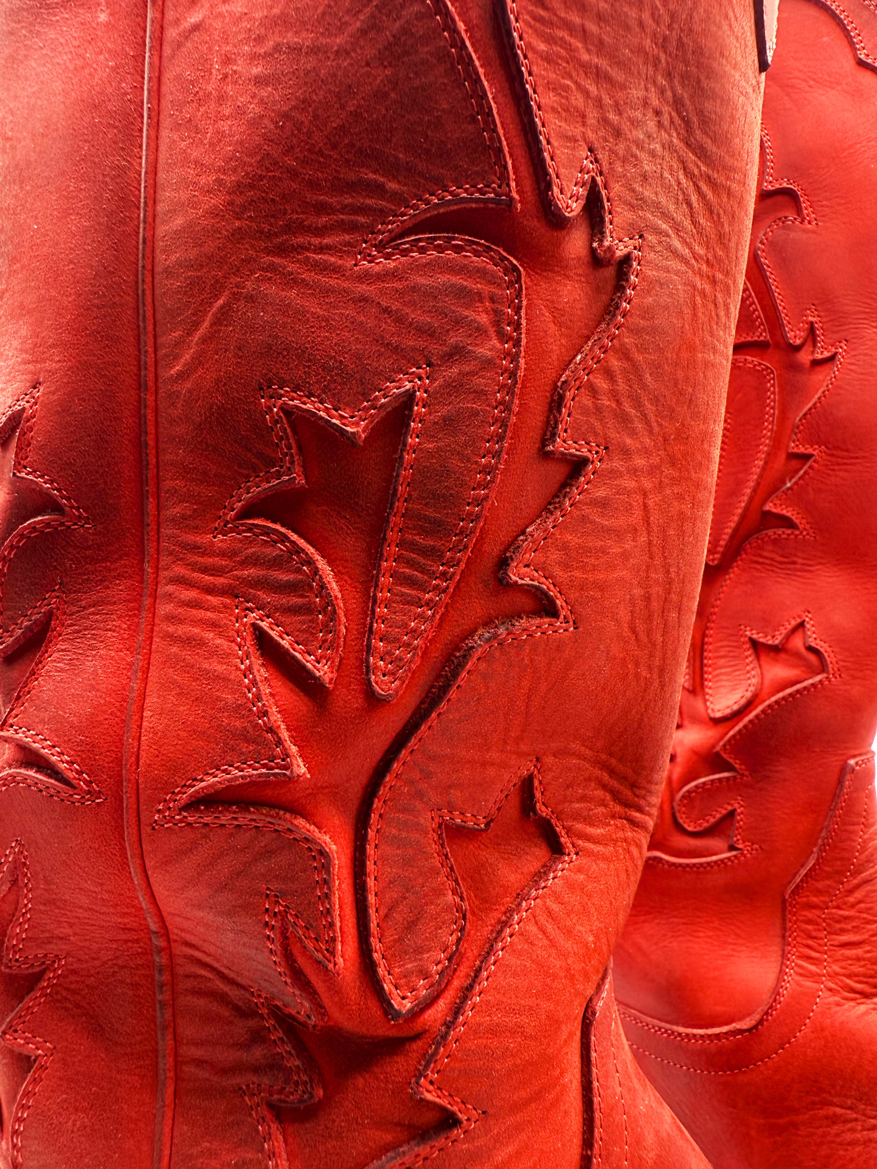 Enfants Riches Deprimes ‘Duct Tape’ Red Suede Cowboy Western Boots