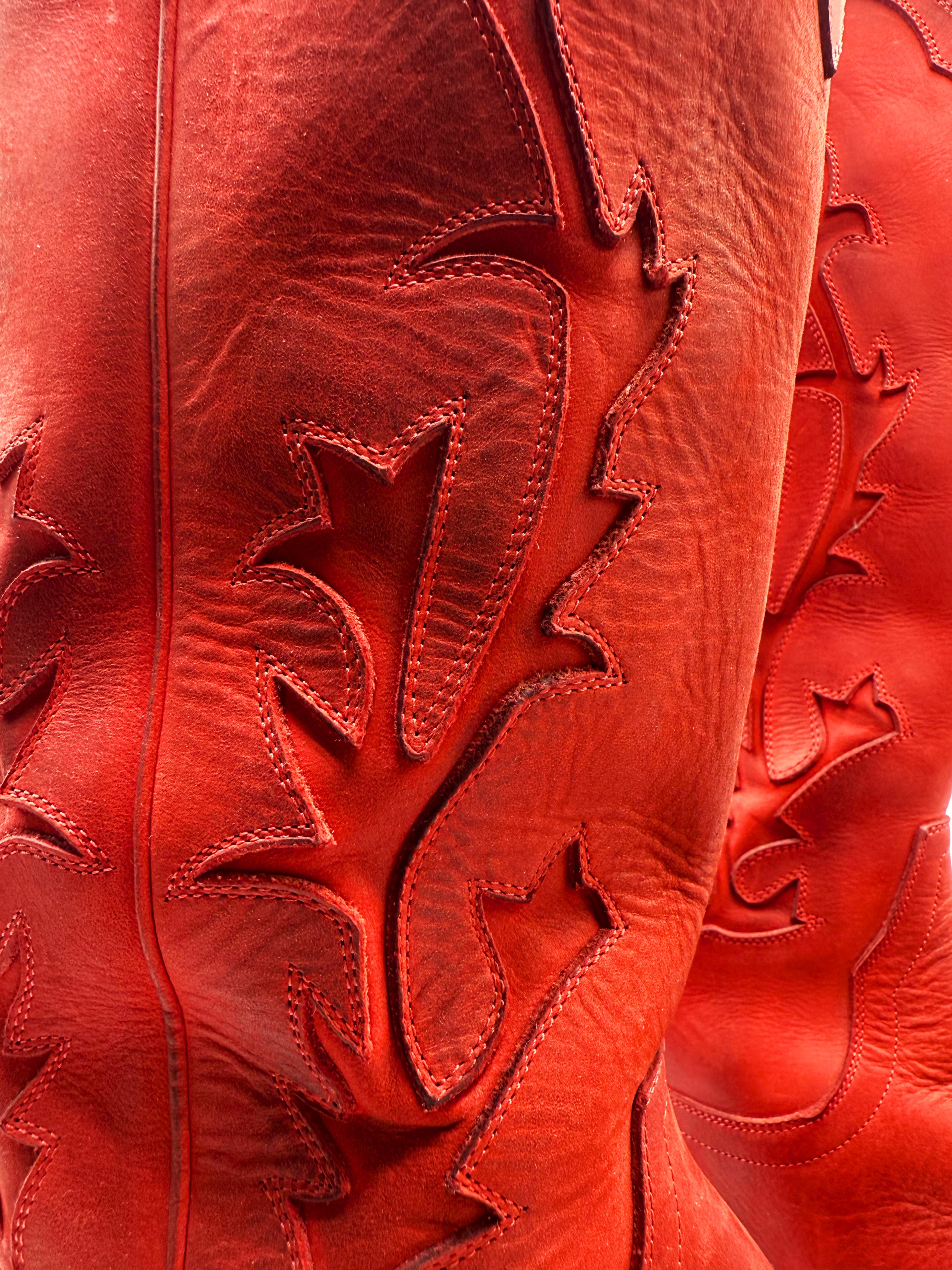 Enfants Riches Deprimes ‘Duct Tape’ Red Suede Cowboy Western Boots