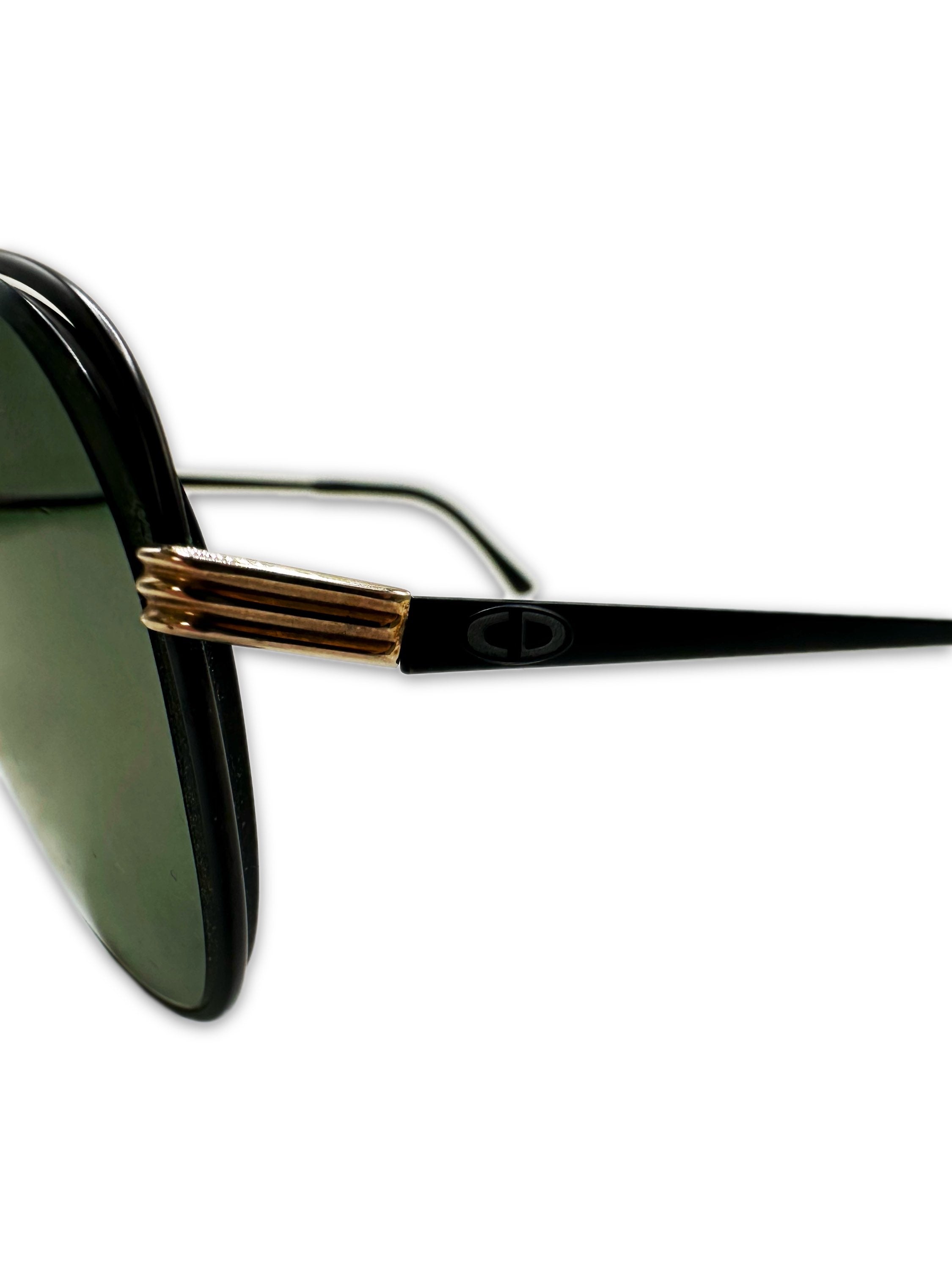 90s Dior Green Tint Metallic ‘CD’ Logo Sunglasses