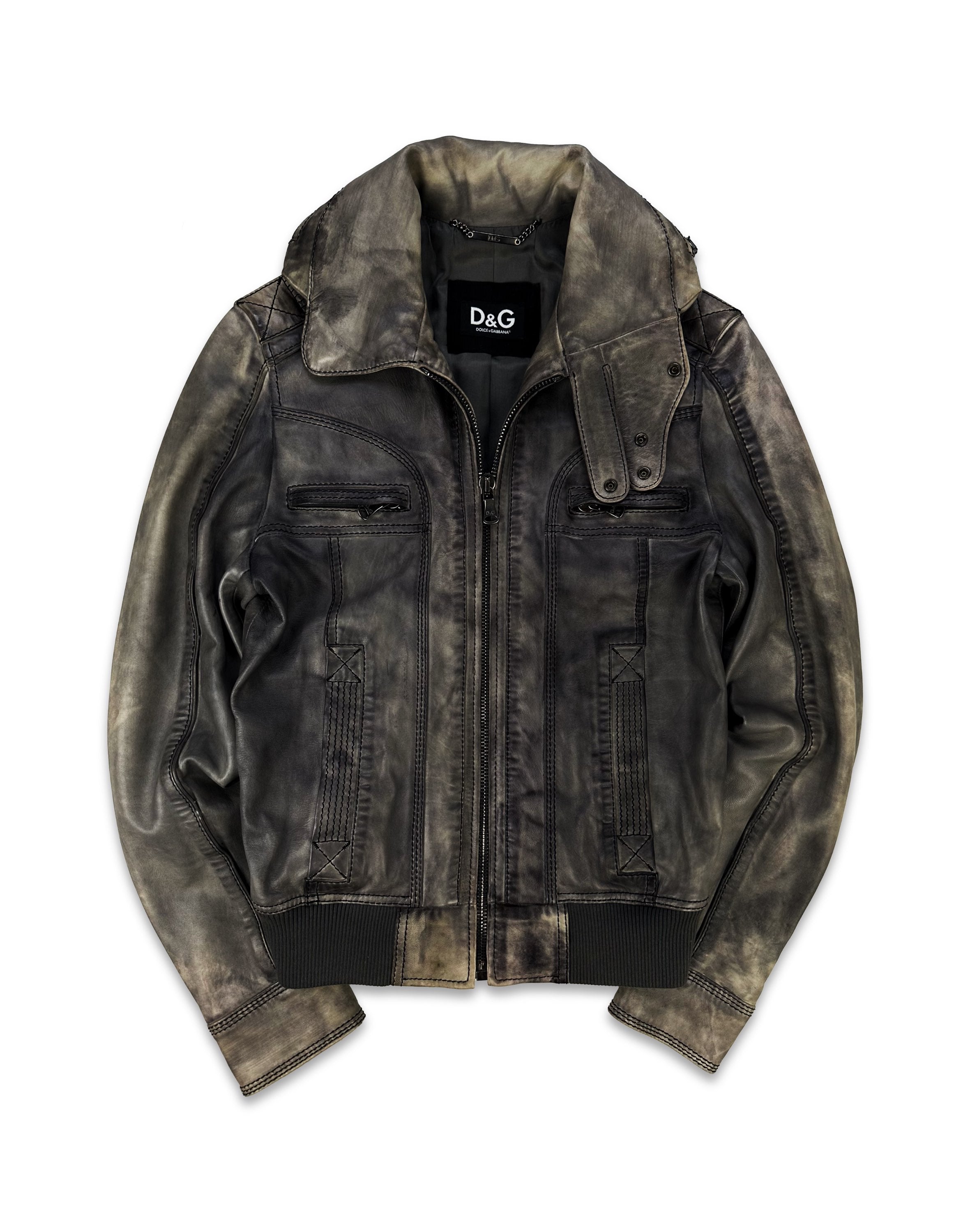 00s Dolce & Gabbana ‘Aviation’ Sheepskin Leather Flight Jacket