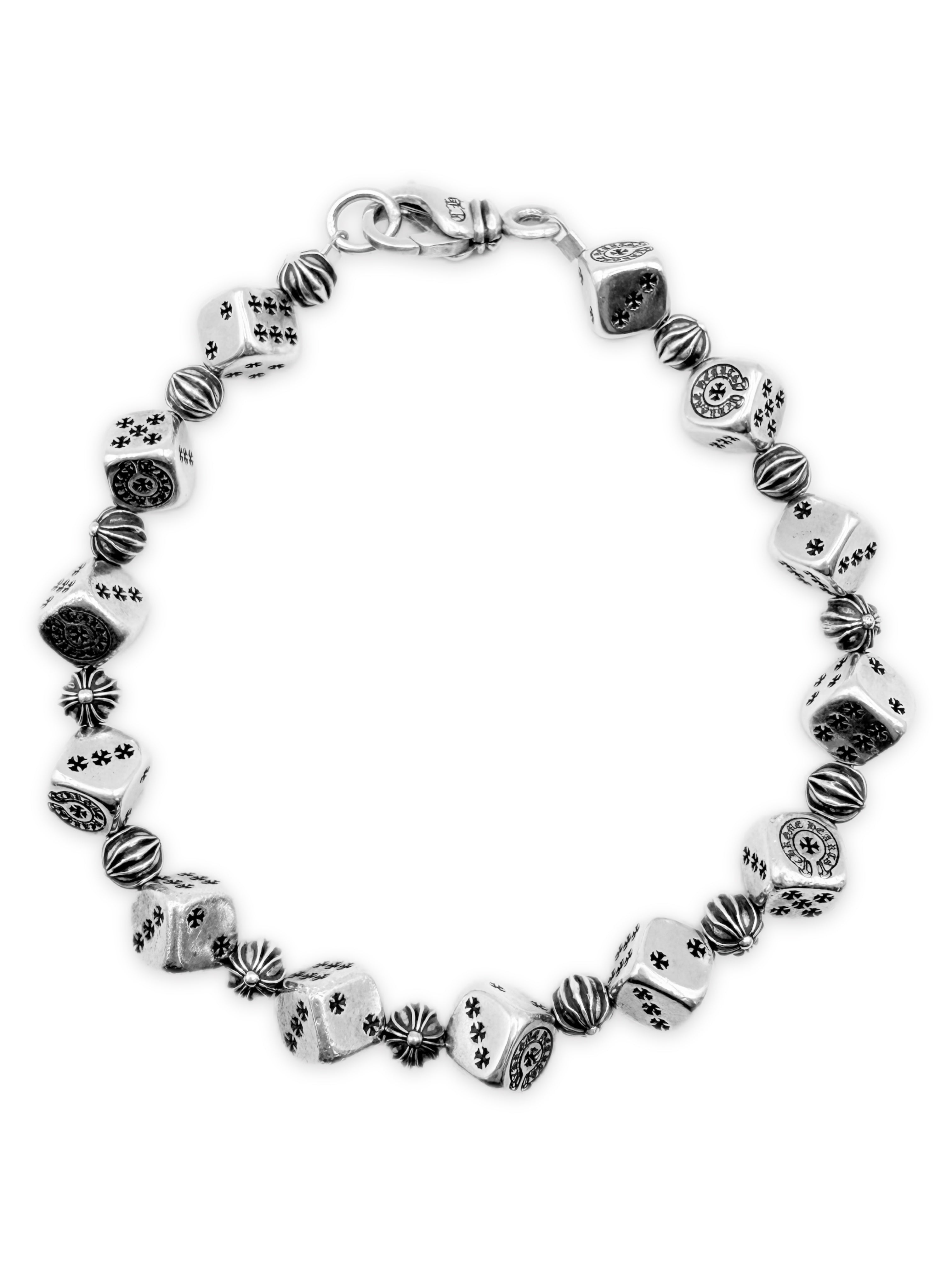 Chrome Hearts Dice Cross Ball 13 Link .925 Silver Bracelet