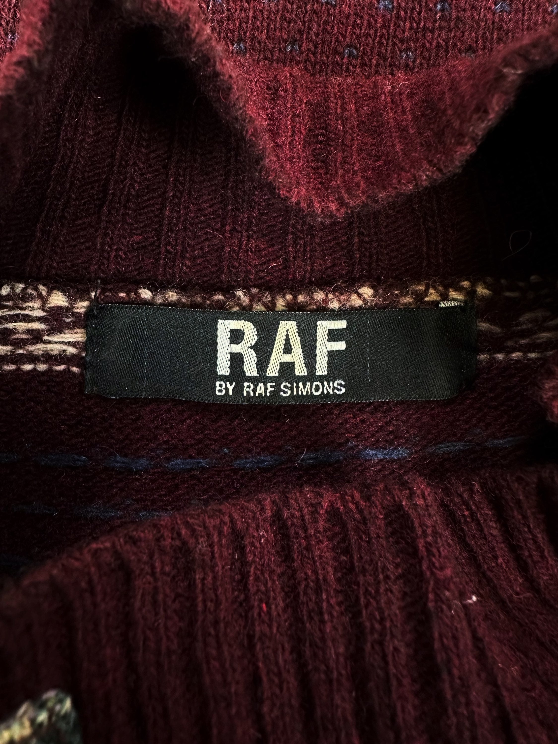 Raf by Raf Simons ‘Patchwork’ Striped Knitted Turtleneck Sweater