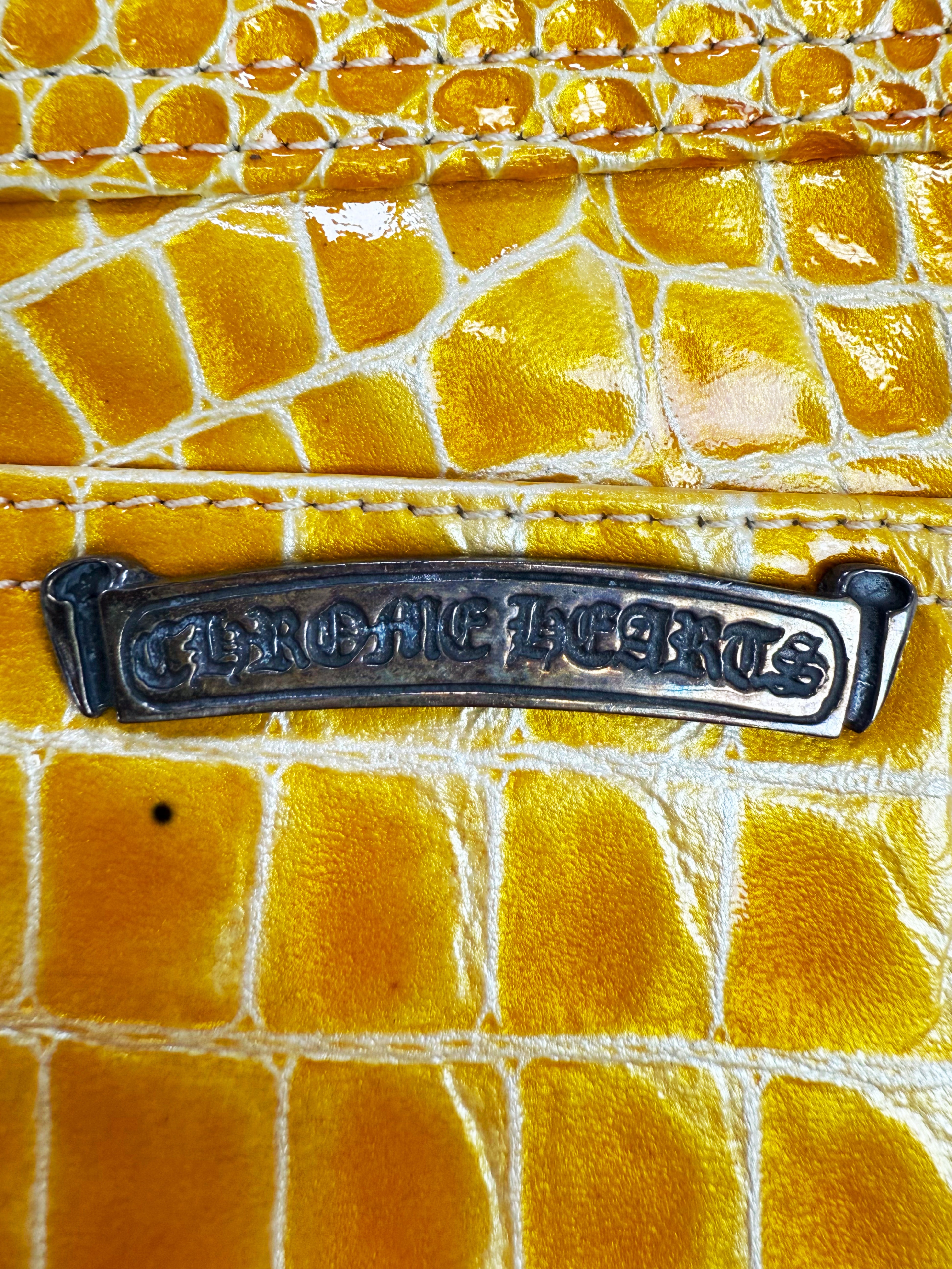 Chrome Hearts 1/1 56 Cross Patch Faux Crocodile Leather Pants