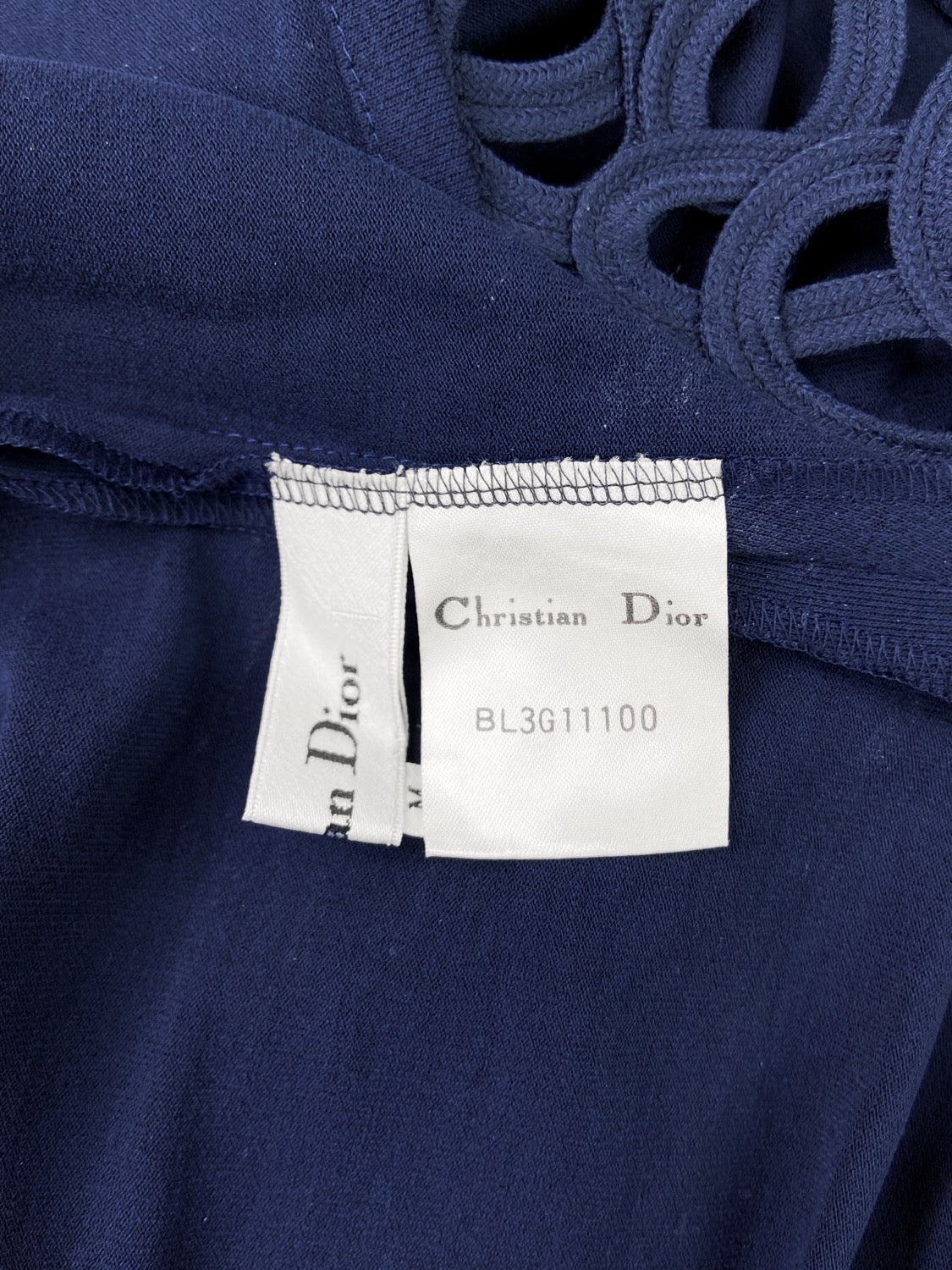 Dior Lace Collar Back Zip Navy Blue Tank-Top