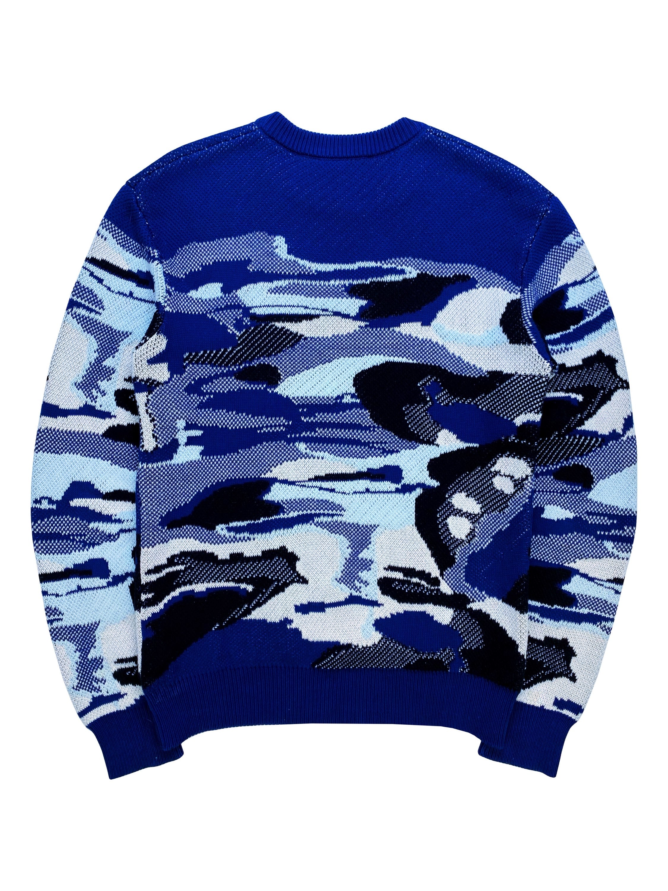 SS20 Louis Vuitton by Virgil Abloh Blue Camo Jacquard Knit Sweater