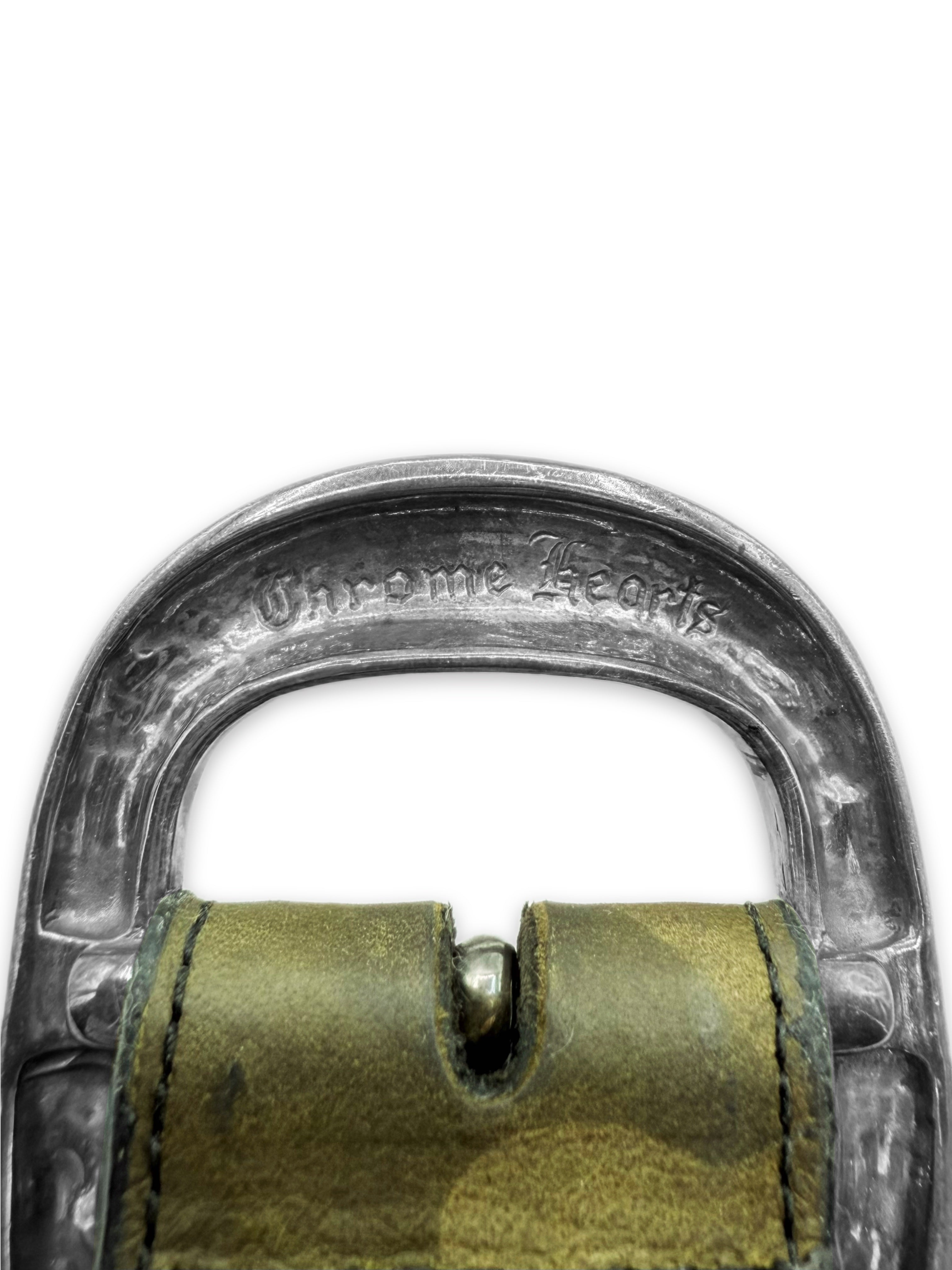 Chrome Hearts Green Camouflage Leather ‘Gunslinger’ .925 Silver Belt