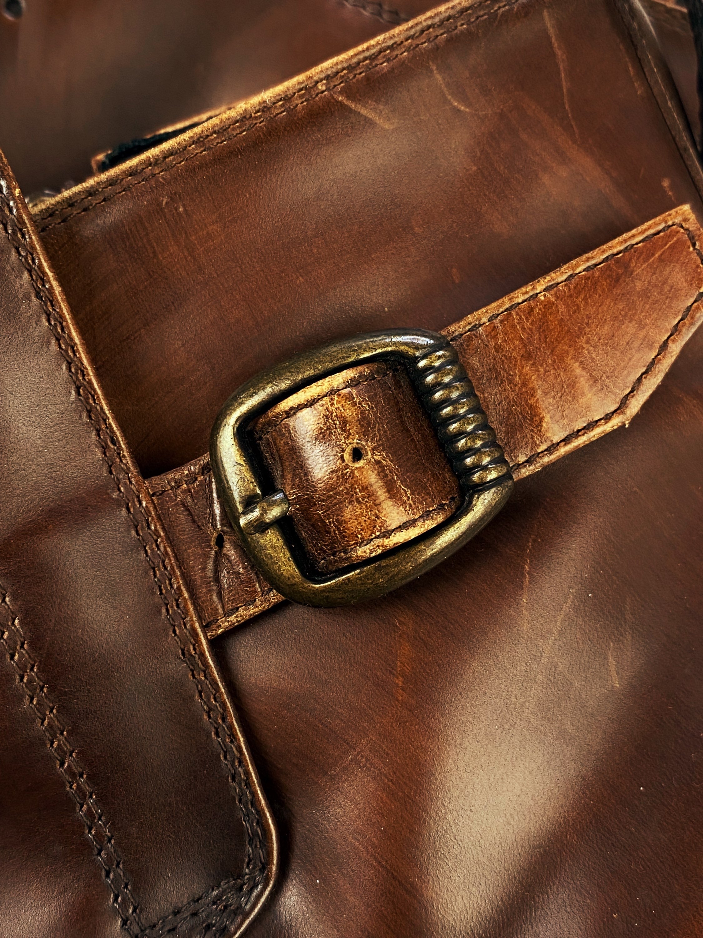 Katharine Hamnett Belted Side Zip Brown Leather Boots
