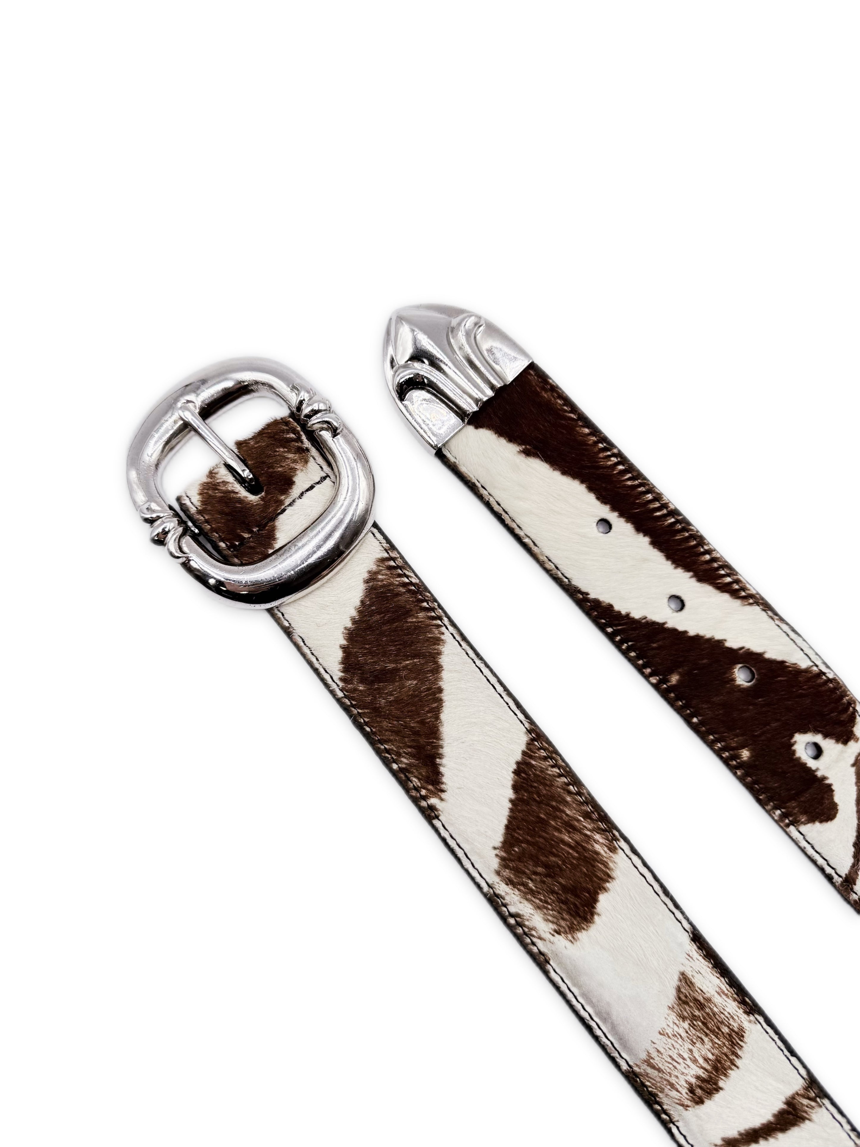 Chrome Hearts Zebra Pony Hair 2-Piece Leather Gunslinger Belt