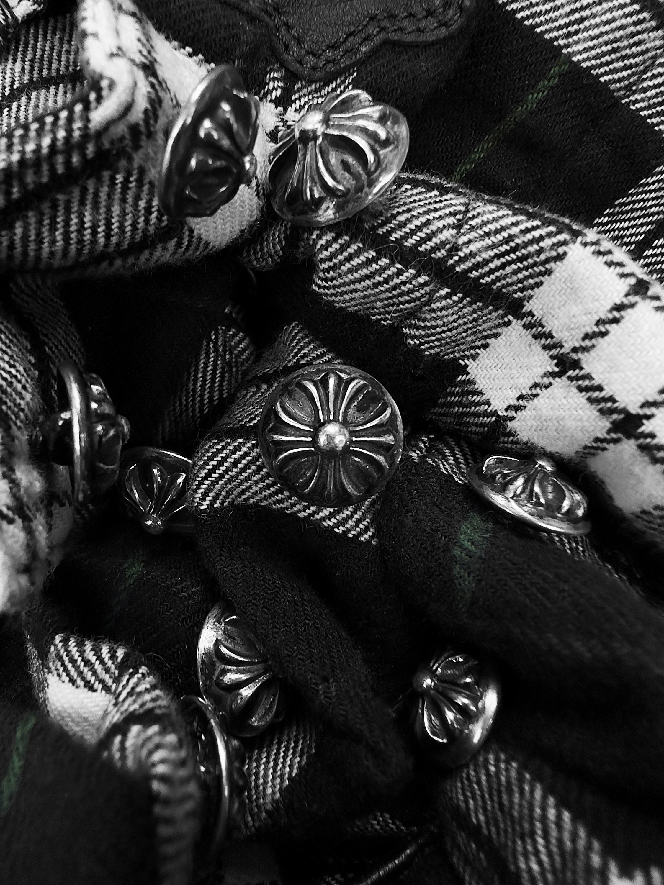 Chrome Hearts ‘Cross Patch’ .925 Silver Green Checkered Flannel
