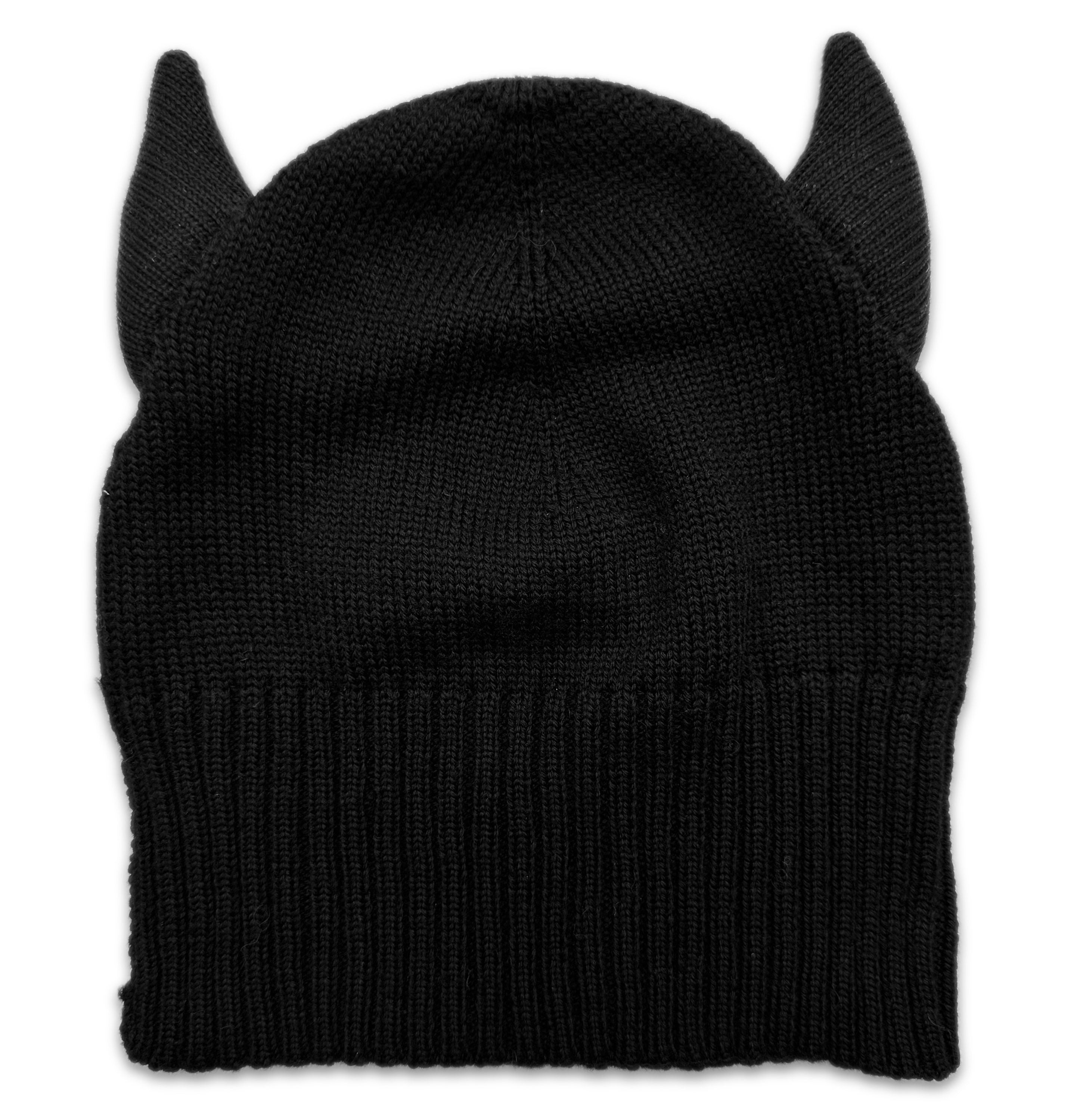 AW03 Jean Paul Gaultier ‘Devil’s Horn’ Black Knitted Beanie Hat