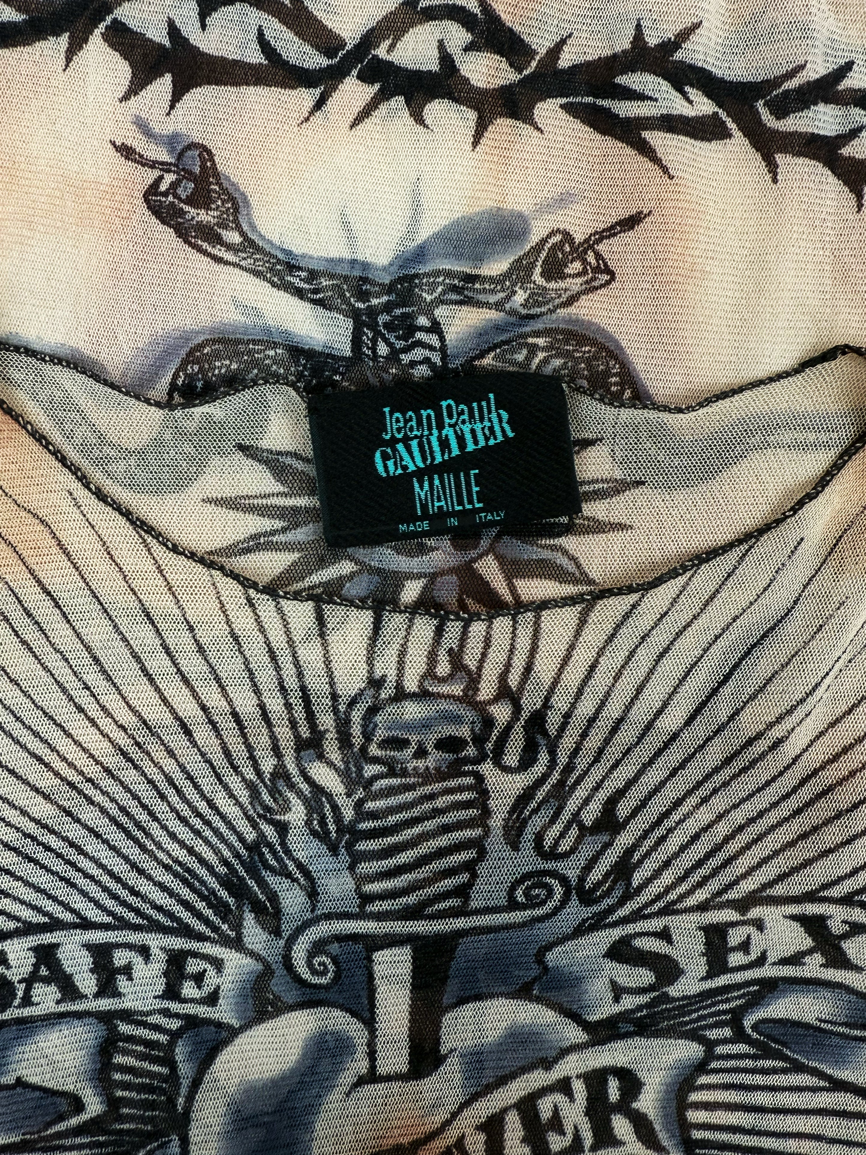 SS96 Jean Paul Gaultier ‘Safe Sex Forever’ Mesh Tattoo Tank-top