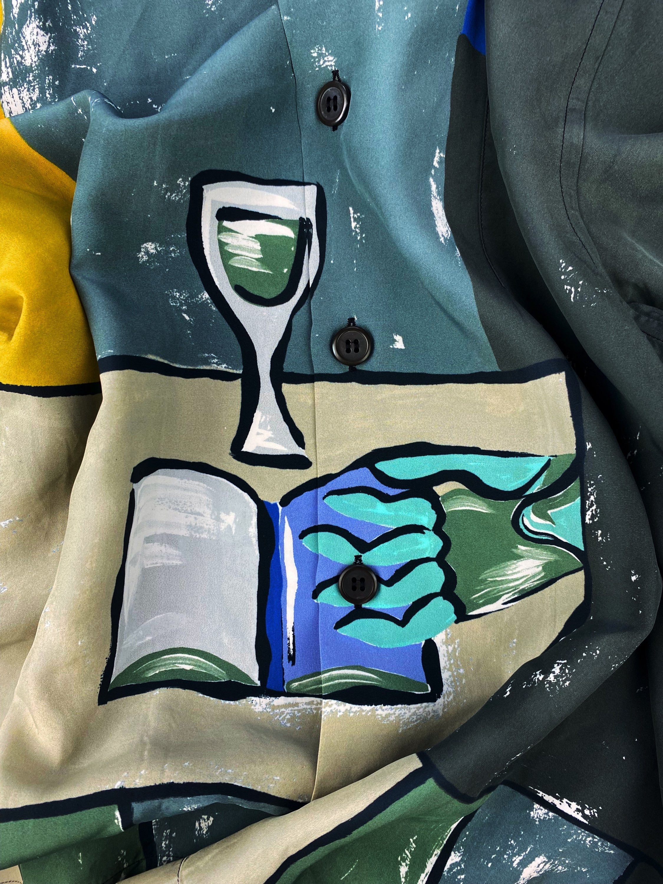 SS17 Prada ‘Still Life’ Abstract Painting Camp Collar Shirt