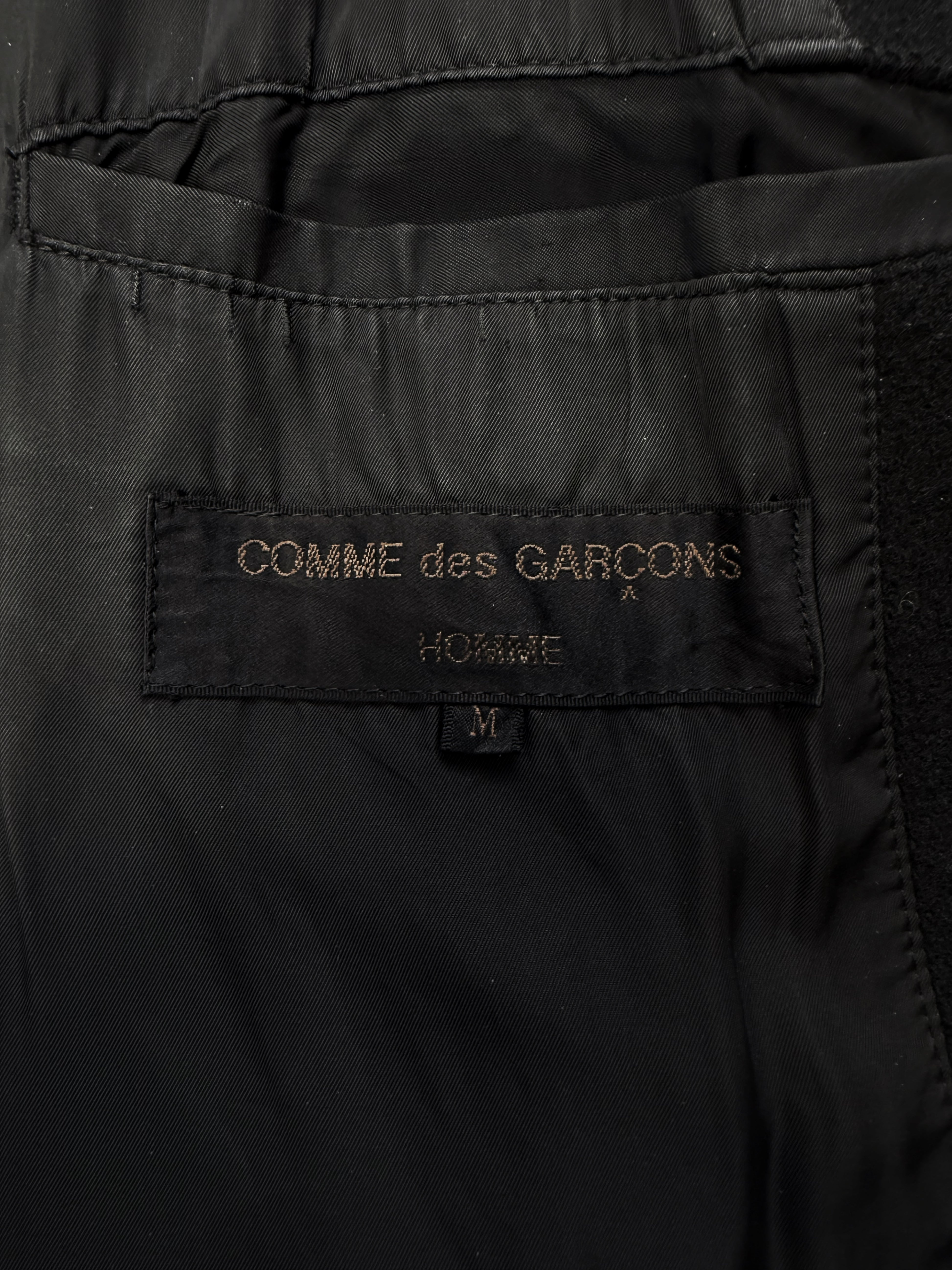 1980s Comme des Garçons Leather Collar Wool Multi Pocket Jacket