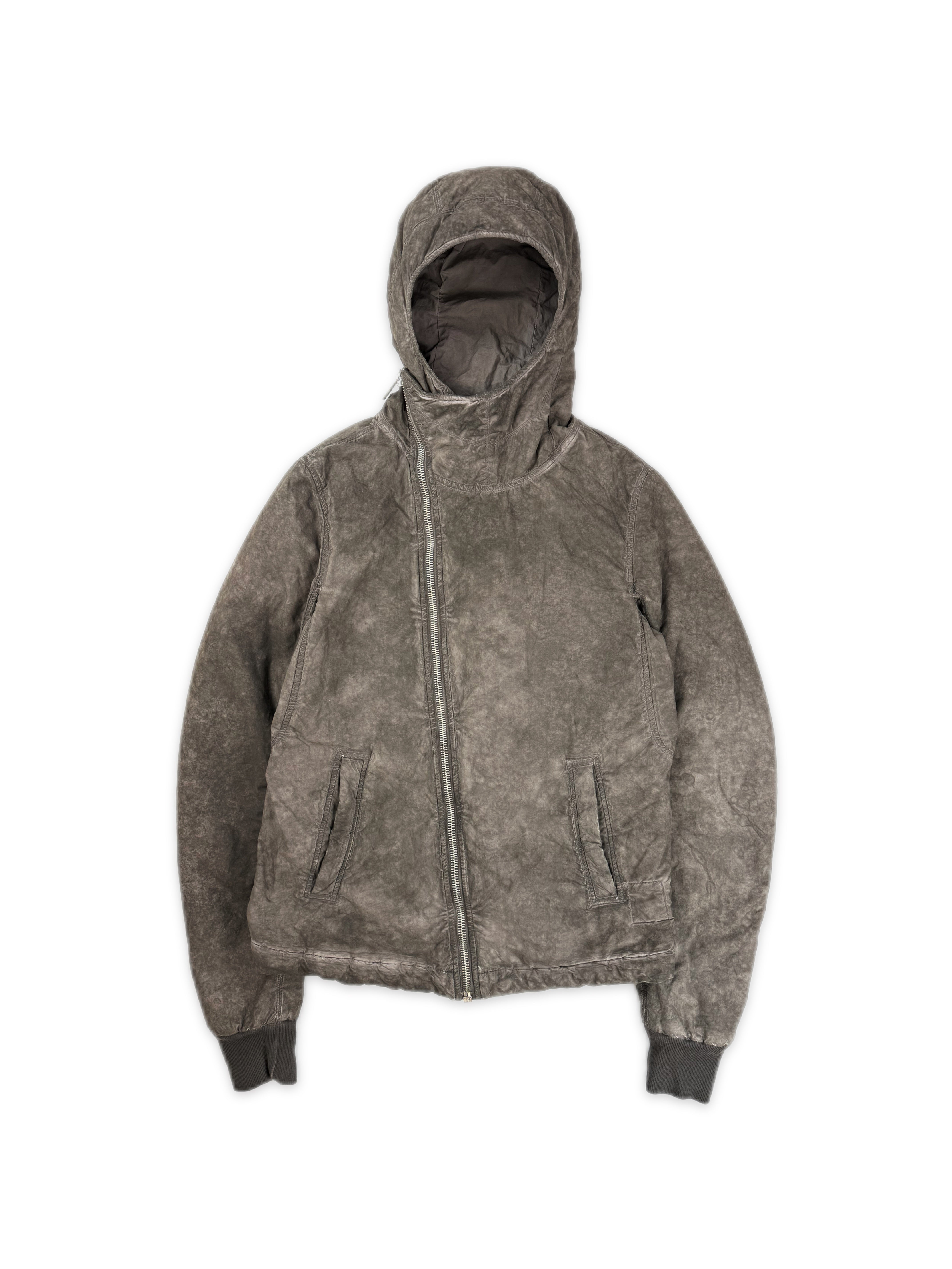 RICK OWENS 'SCUBA' HOOD DNA DUST ASYMMETRIC ZIP JACKET