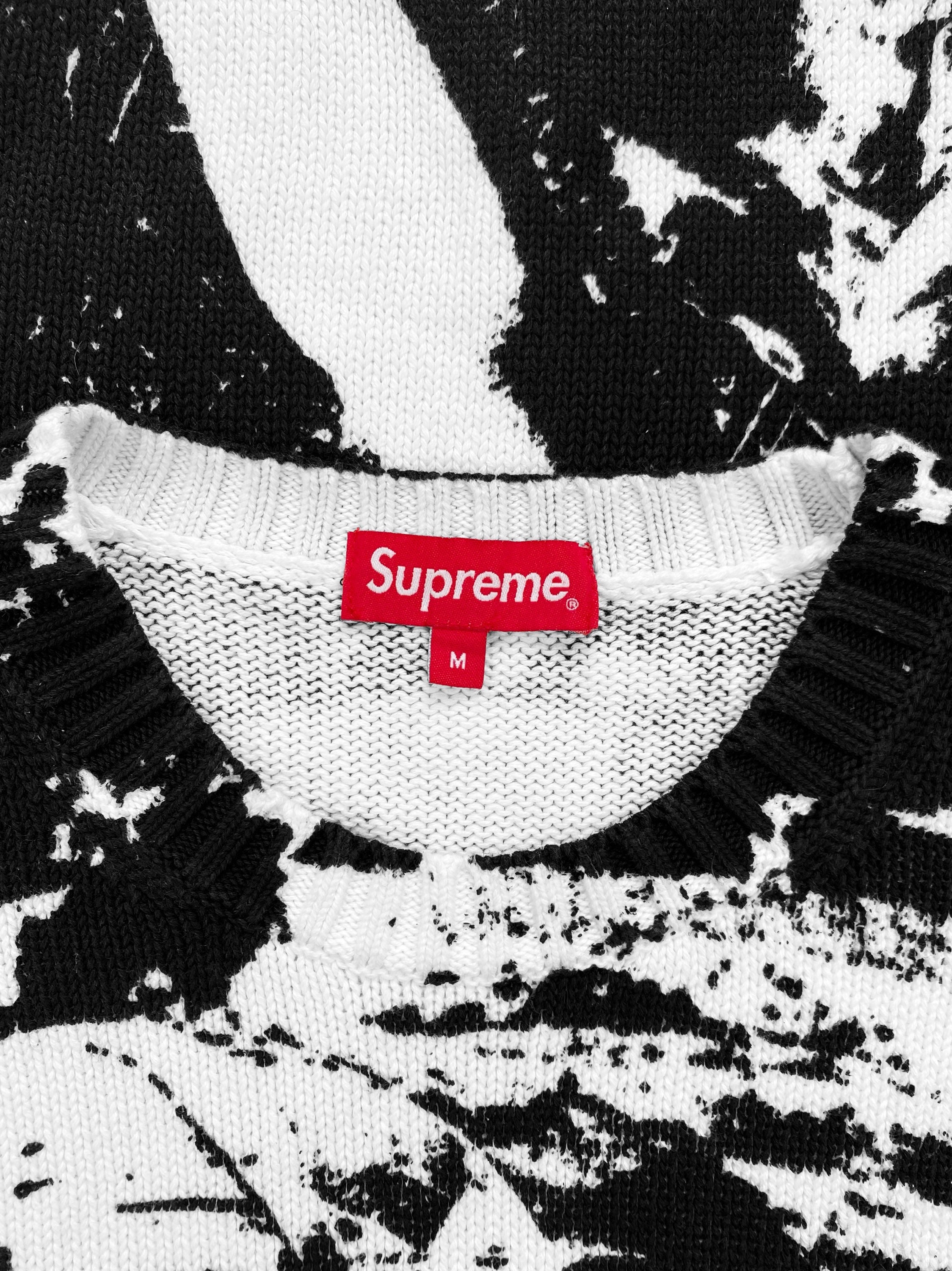 FW19 Supreme “Meat is Murder” Full Print Black Knitted Sweater