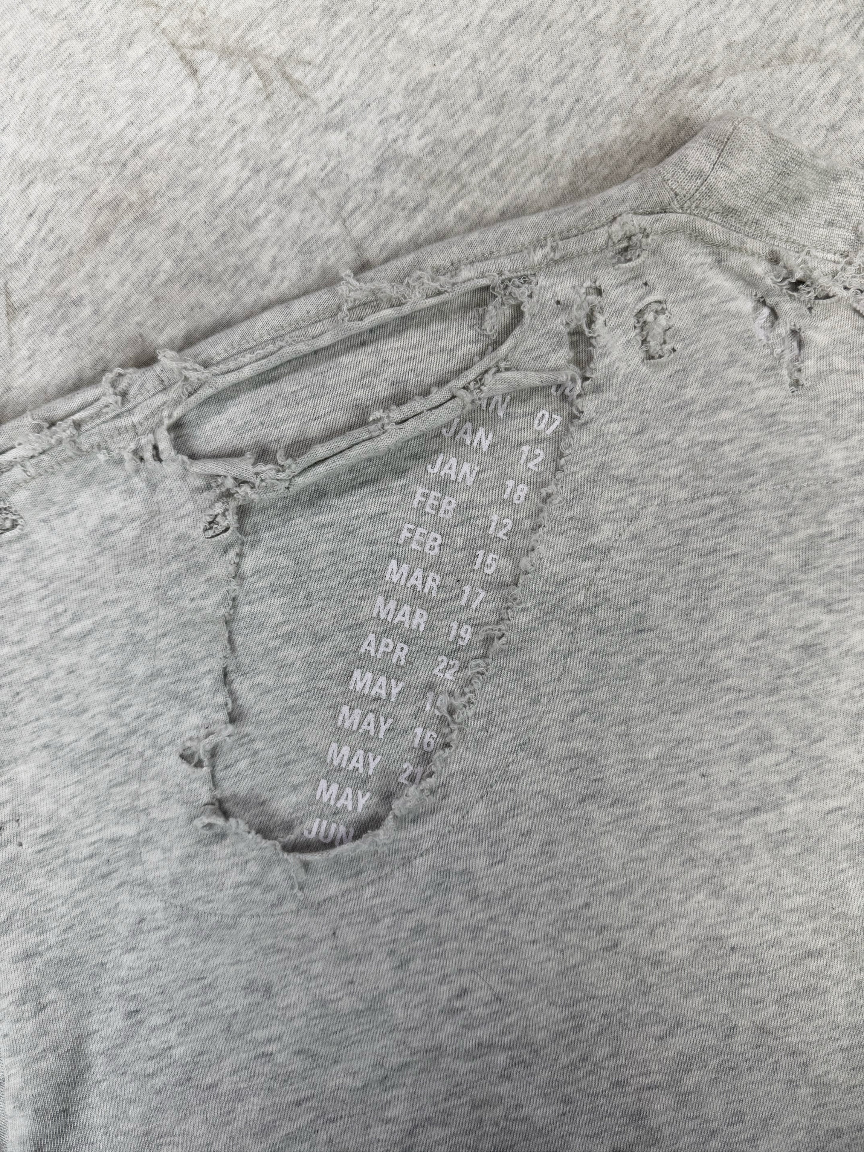 Balenciaga Distressed ‘Calendar’ Heather Grey Layered T-Shirt