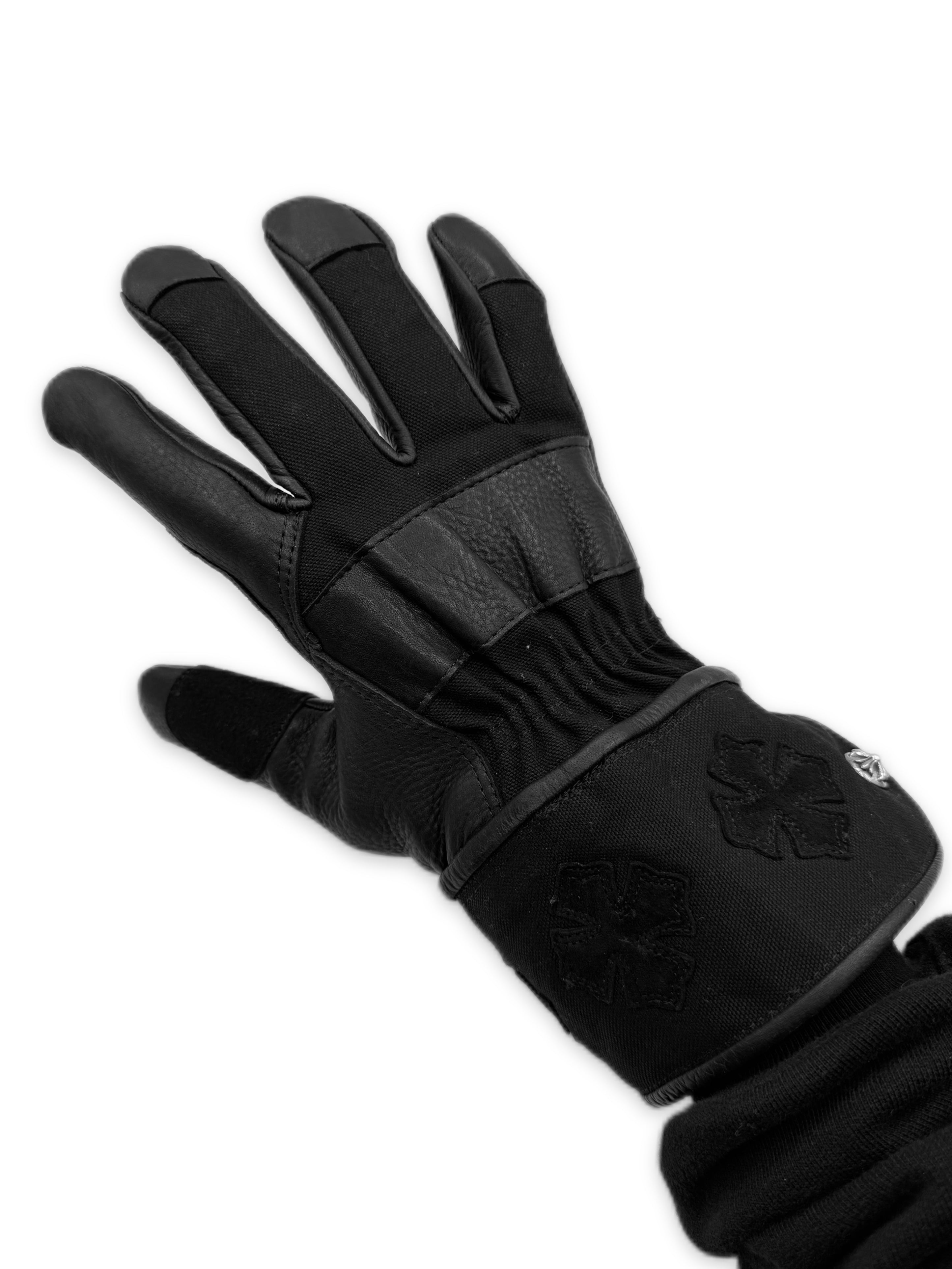 Chrome Hearts Deer Leather Plus Patch Fur Lined Winter Gloves
