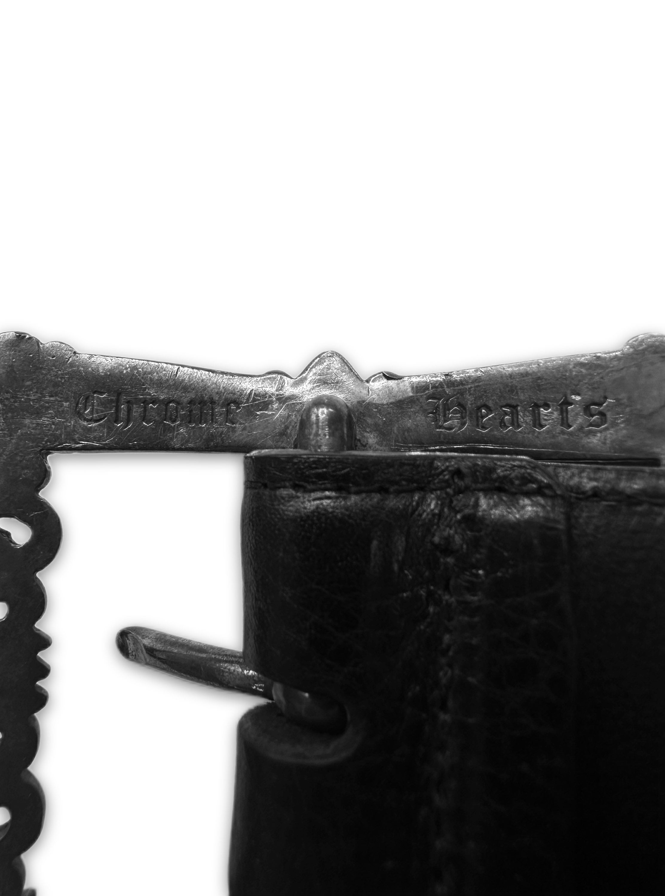 Chrome Hearts ‘Fligiree’ .925 Silver Black Leather Belt