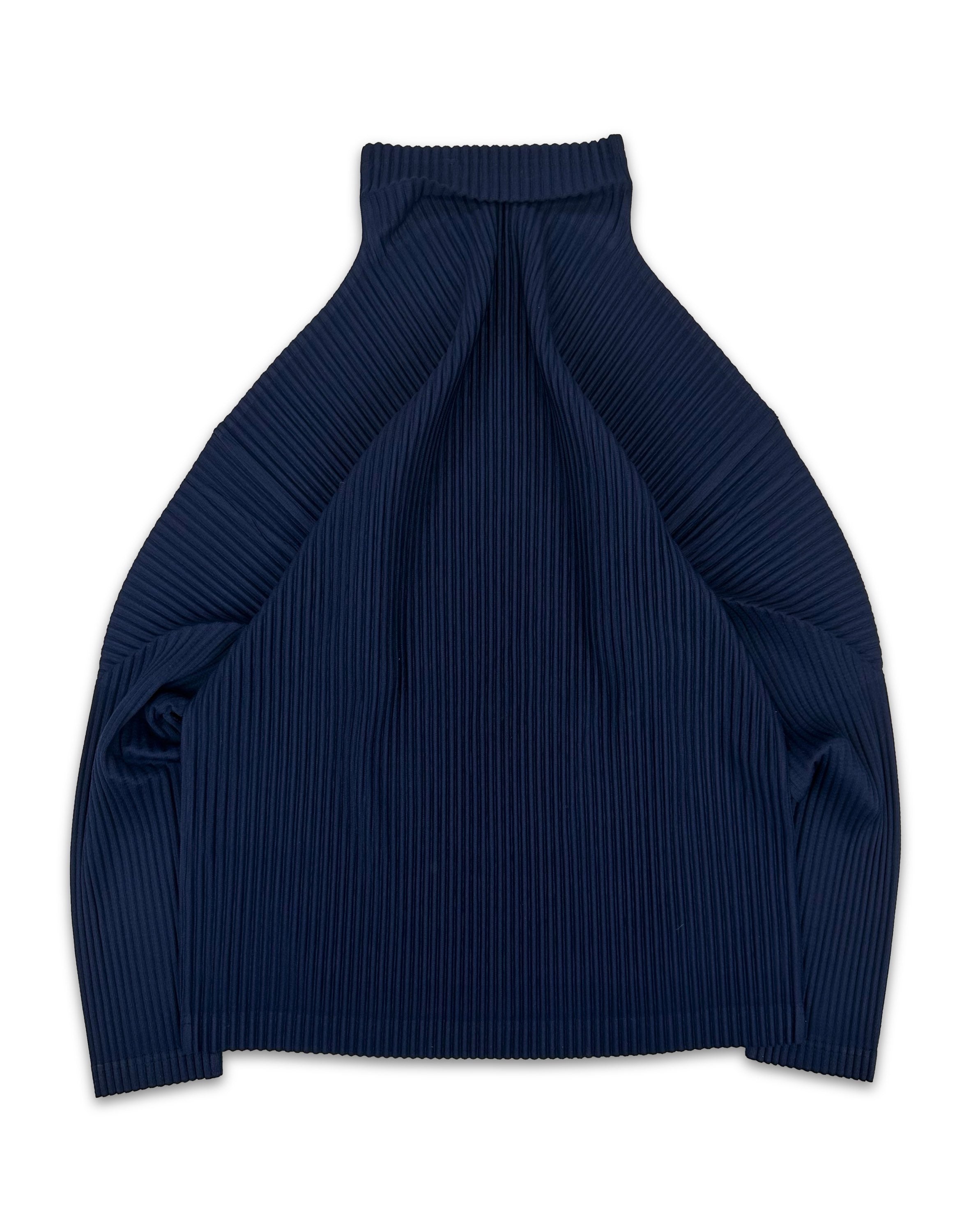 Issey Miyake Homme Plisse ‘Pleated’ Navy Blue Turtleneck