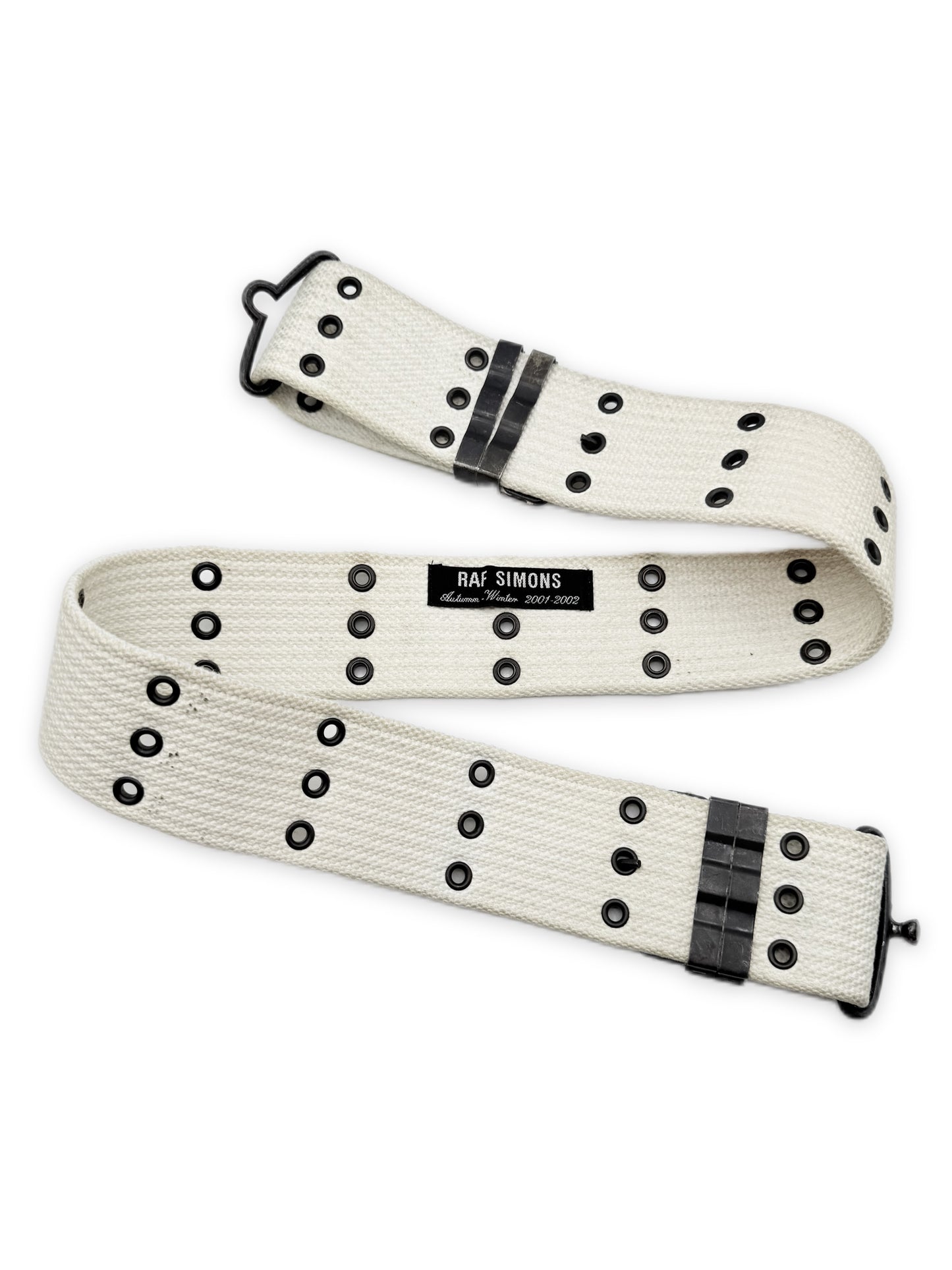 AW01 Raf Simons ‘Riot Riot Riot’ White Eyelet Combat Belt