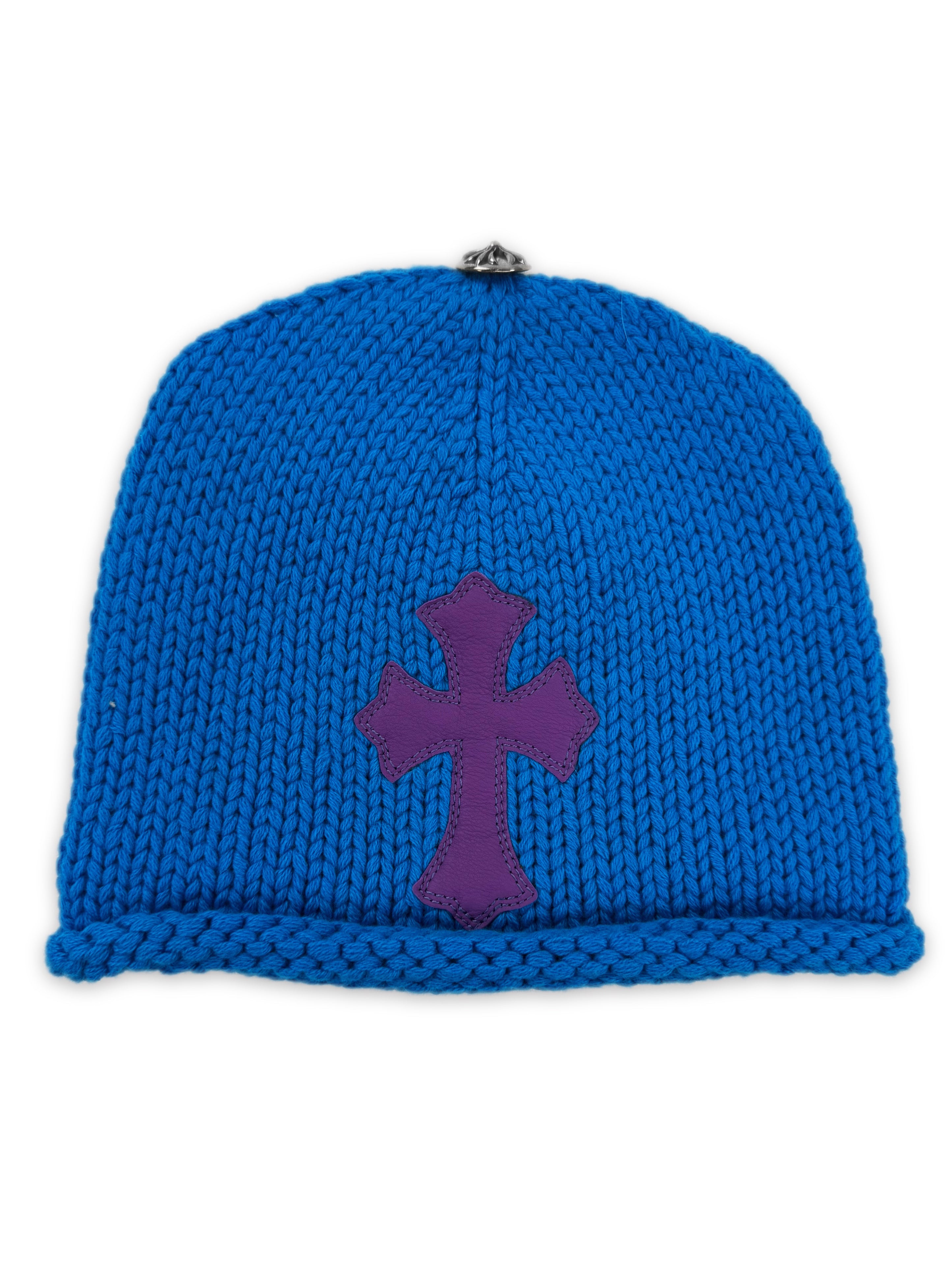 Chrome Hearts Blue / Purple Cross Patch .925 Silver Beanie