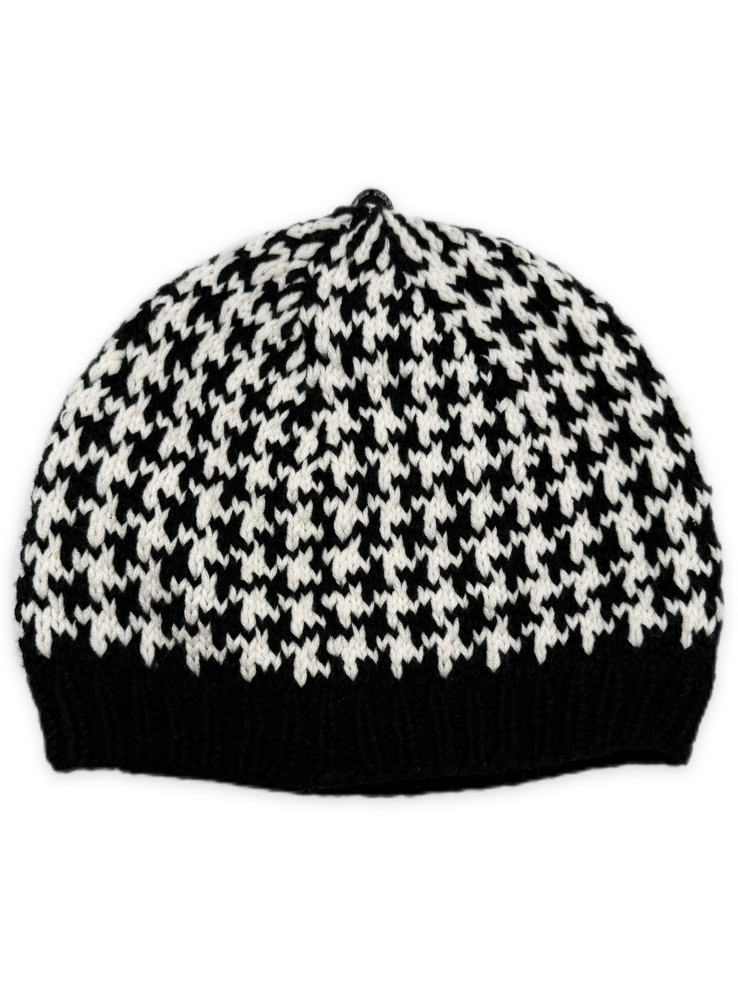 Chrome Hearts Leather Cross Patch Houndstooth Rhodium Star Knit Beanie