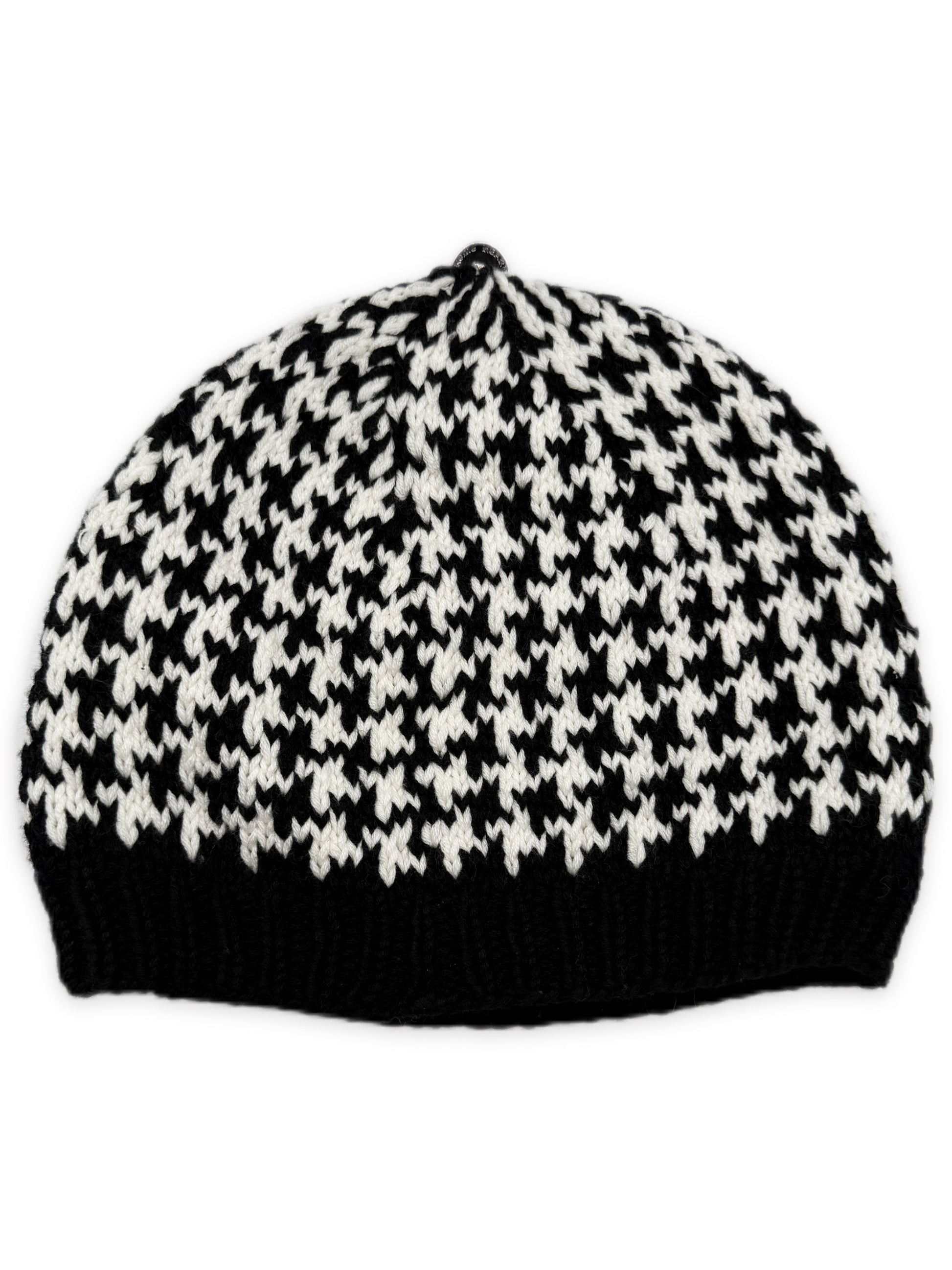 Chrome Hearts Leather Cross Patch Houndstooth Rhodium Star Knit Beanie