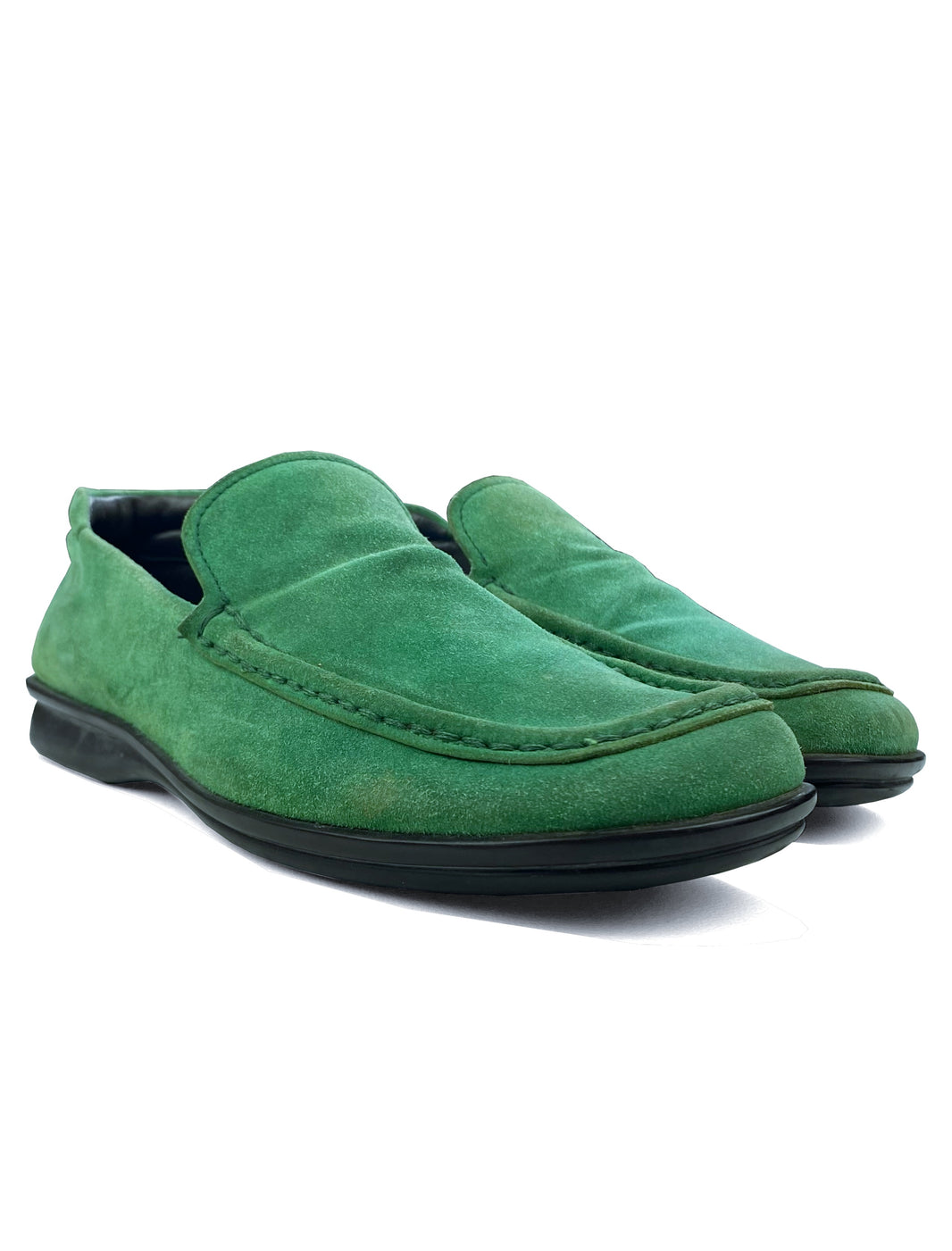 Prada Suede Mint Green Loafers