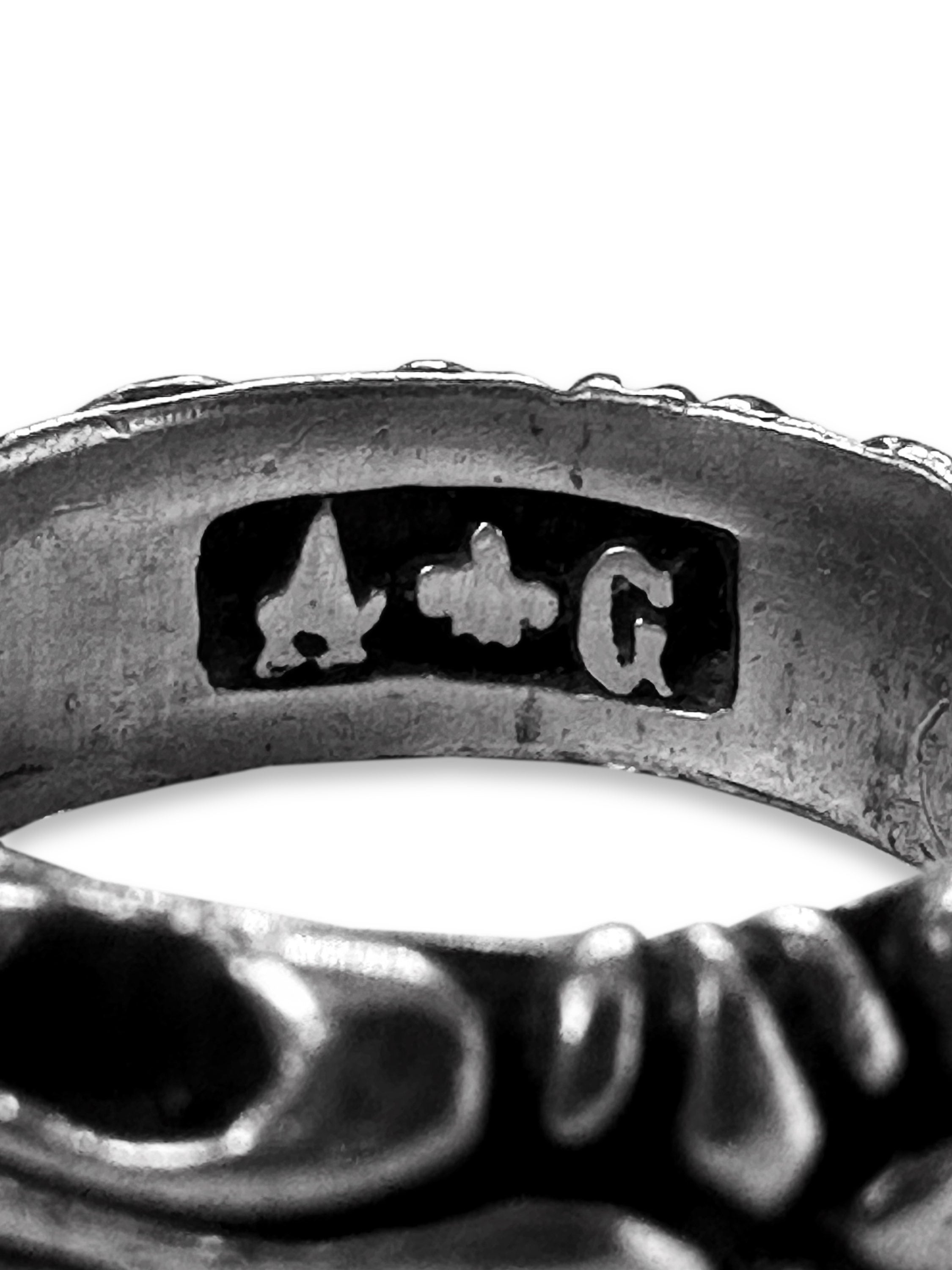 90s A&G Rock ‘n Roll Couture .925 Silver Etched Ring