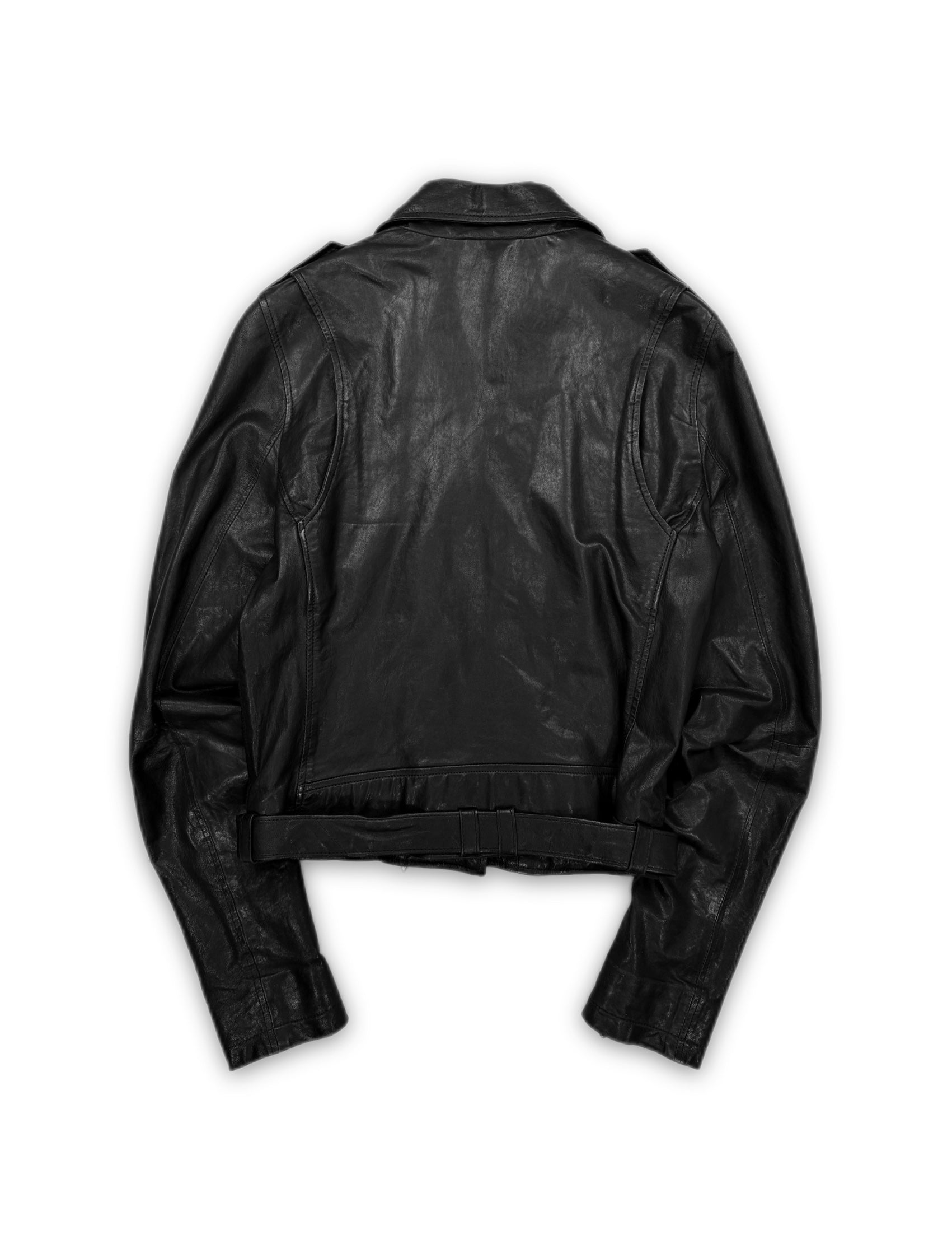 Chrome Hearts Perfecto Cropped Black Leather Roller Jacket