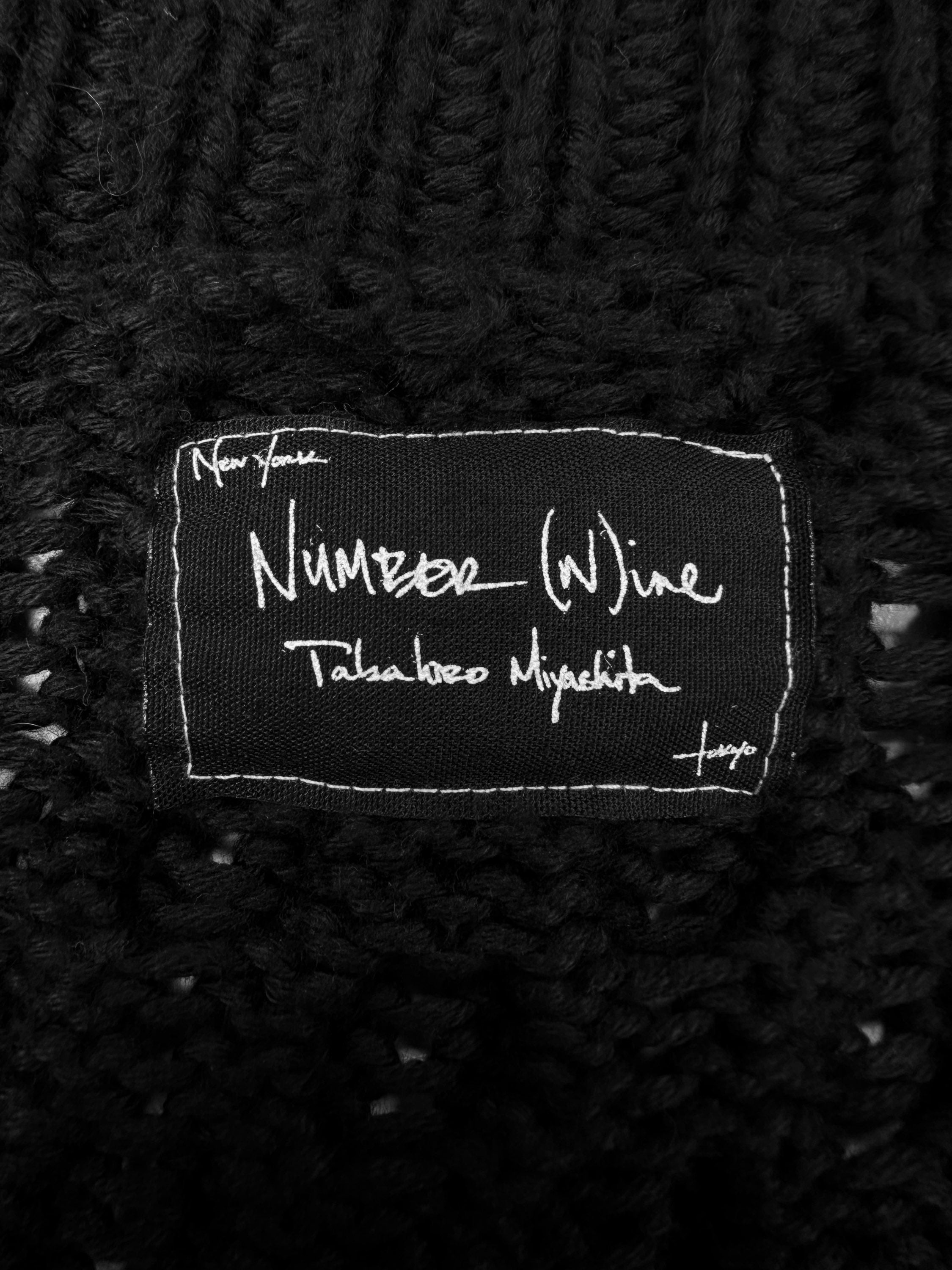 00s Number (N)ine Black Knitted ‘Rope Belt’ Full Length Cardigan