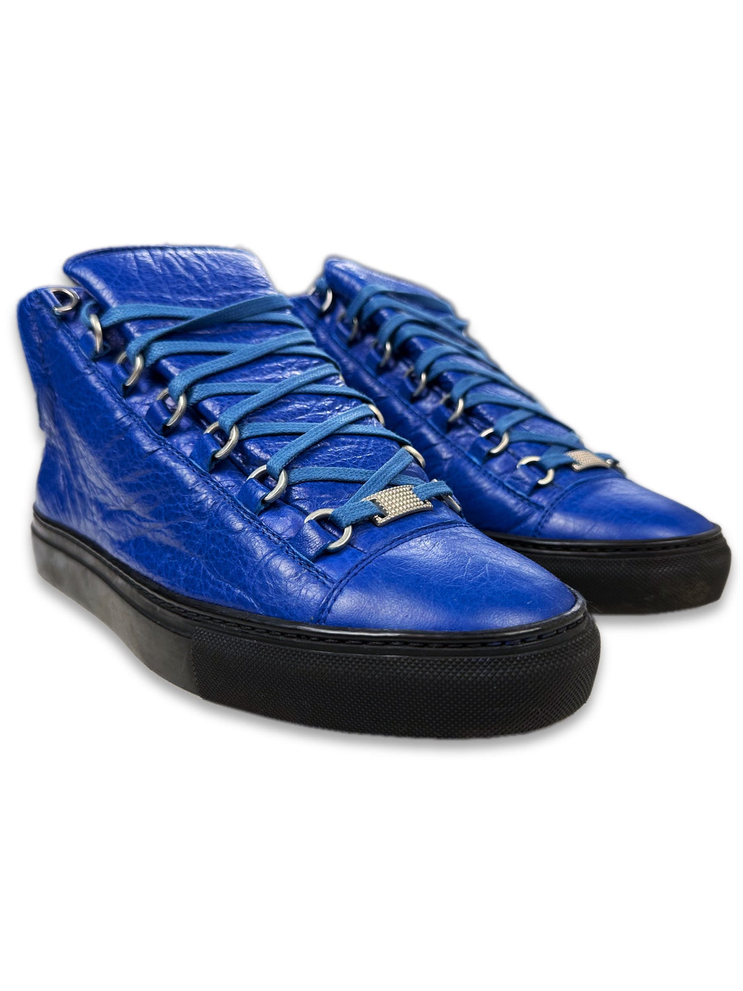 Balenciaga Blue Leather ‘Arena’ Hi-top Sneakers