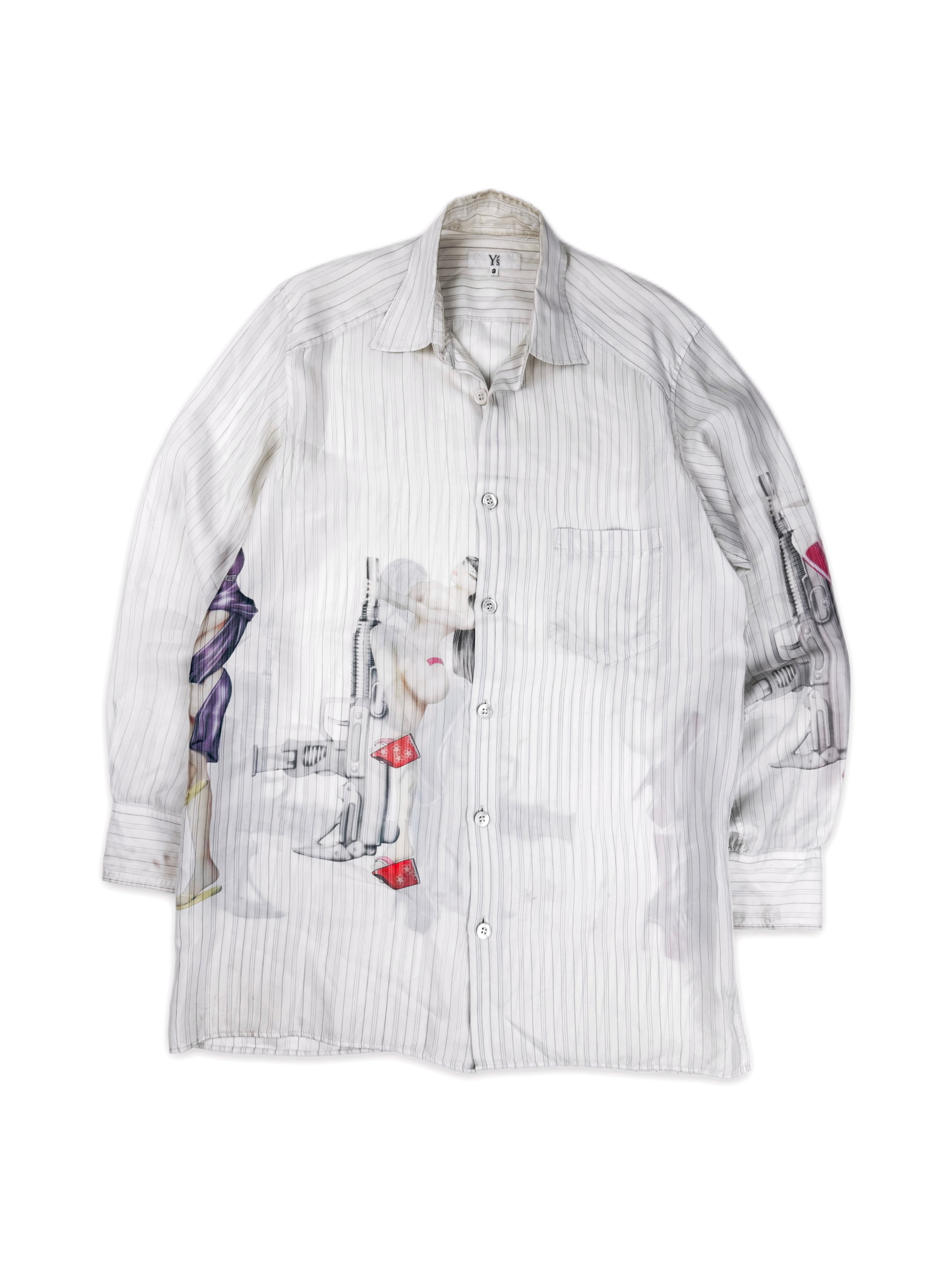 AW08 Yohji Yamamoto x Justin Davis Y’s Pin Up Uzi Button Up Long Sleeve Shirt