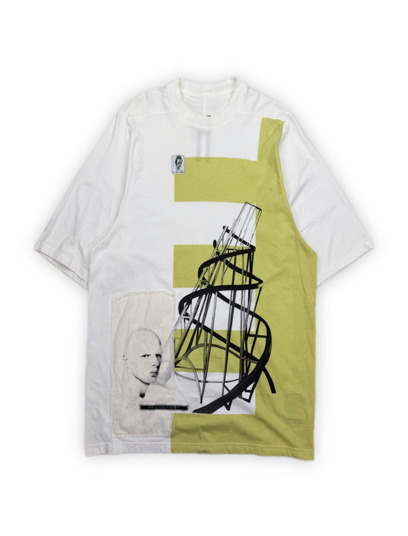 SS19 Rick Owens Patchwork Two Tone White T-Shirt