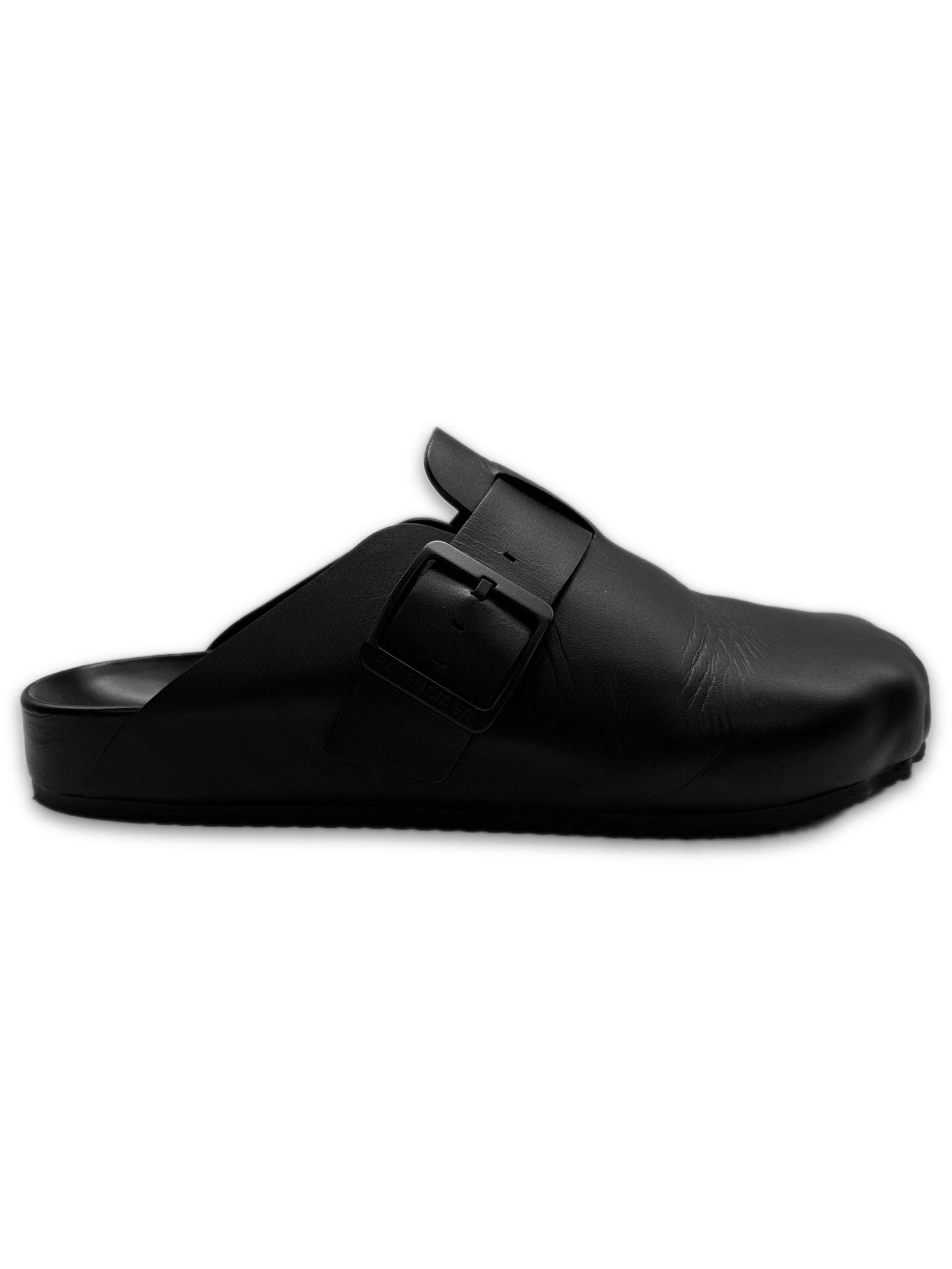 Balenciaga ‘Sunday’ Black Leather Slip-on Belted Mules