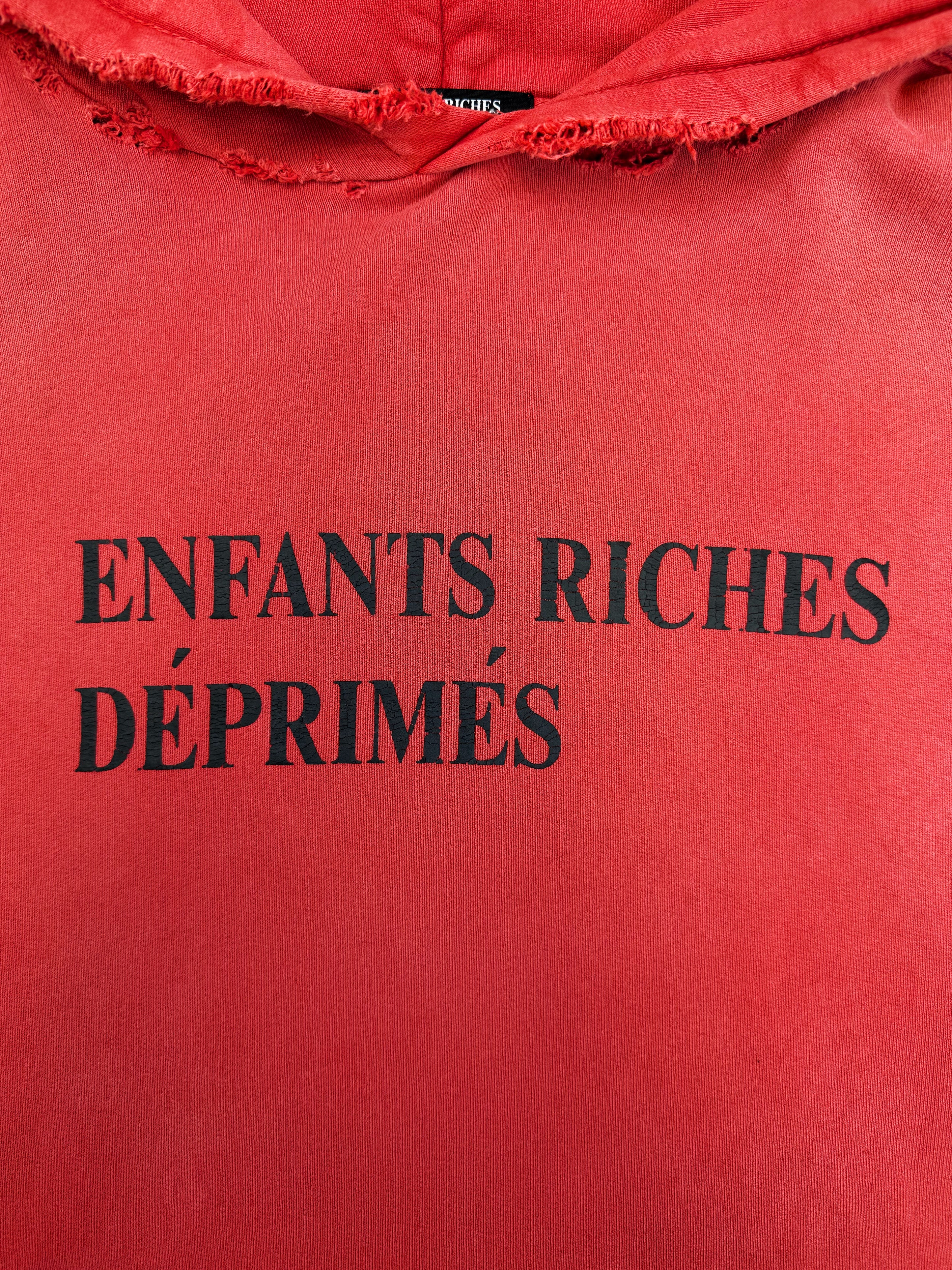 Enfants Riches Deprimes Sun Faded Chest Logo Distressed Hoodie