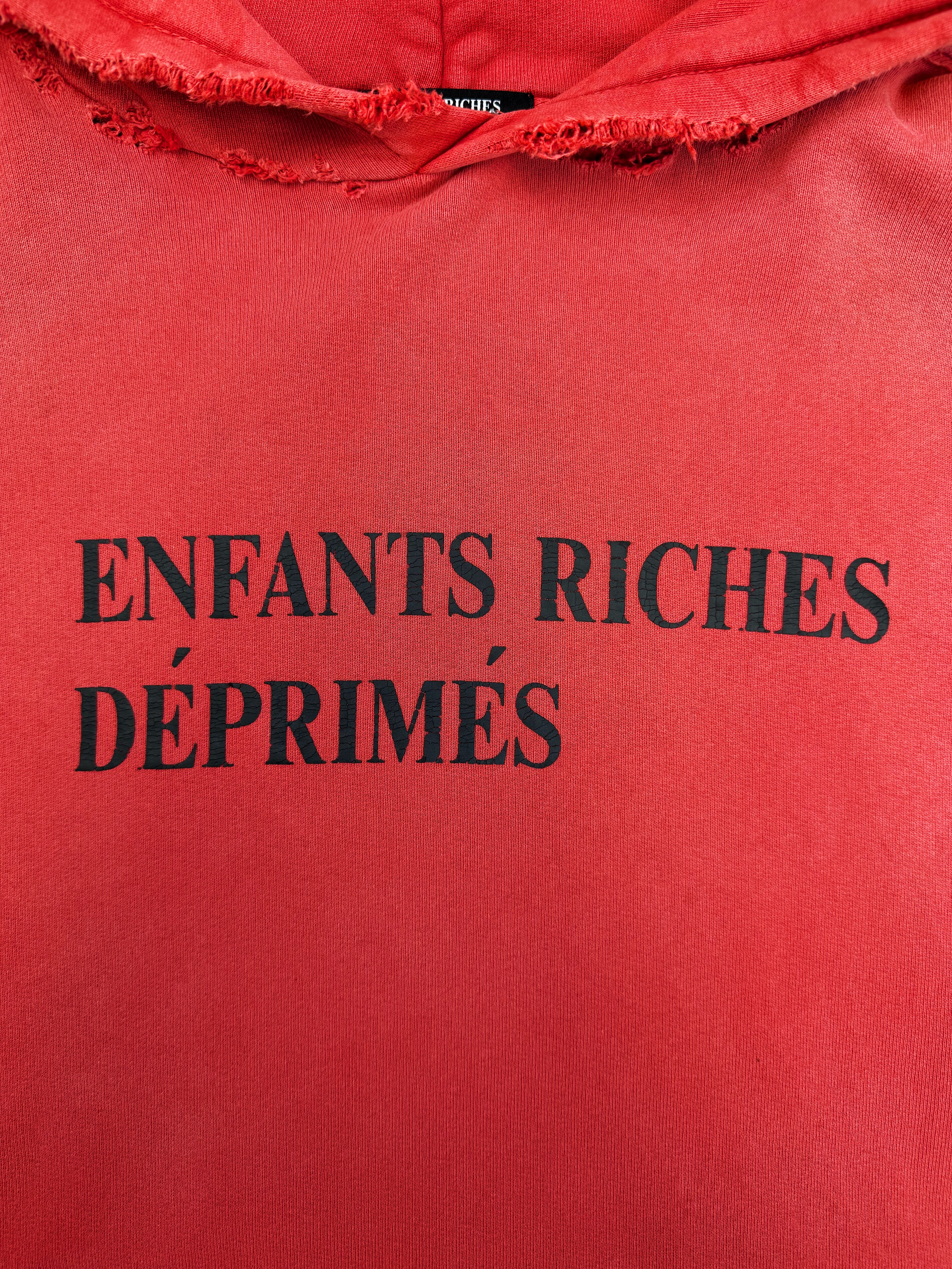 Enfants Riches Deprimes Sun Faded Chest Logo Distressed Hoodie